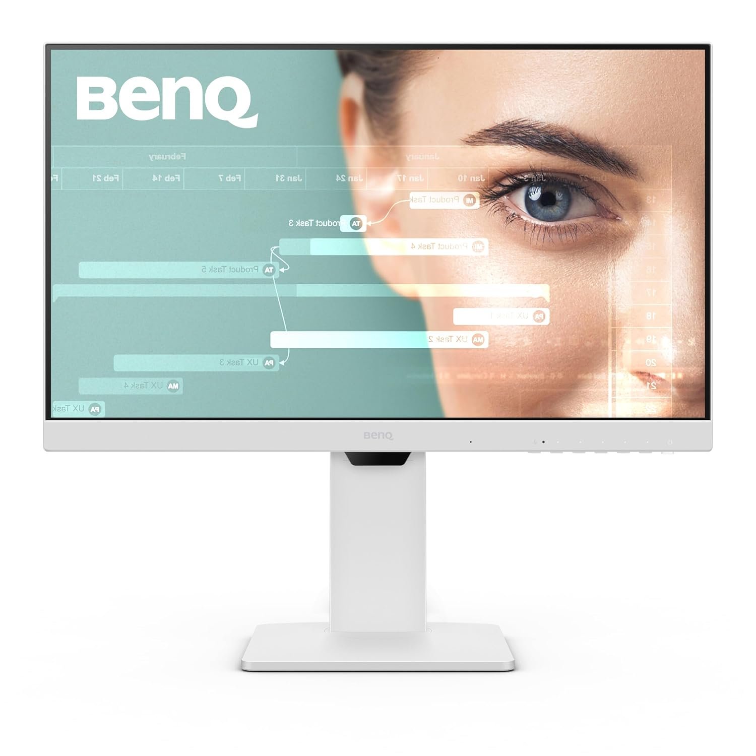 BenQ GW2486TC Office USB hub Monitor 24″ 1080p | Coding Mode | IPS | Eye-Care Tech | Adaptive Brightness | Height Adjustable | White Monitor | Noice-Cancelling Mic | Daisy Chain | USB-C