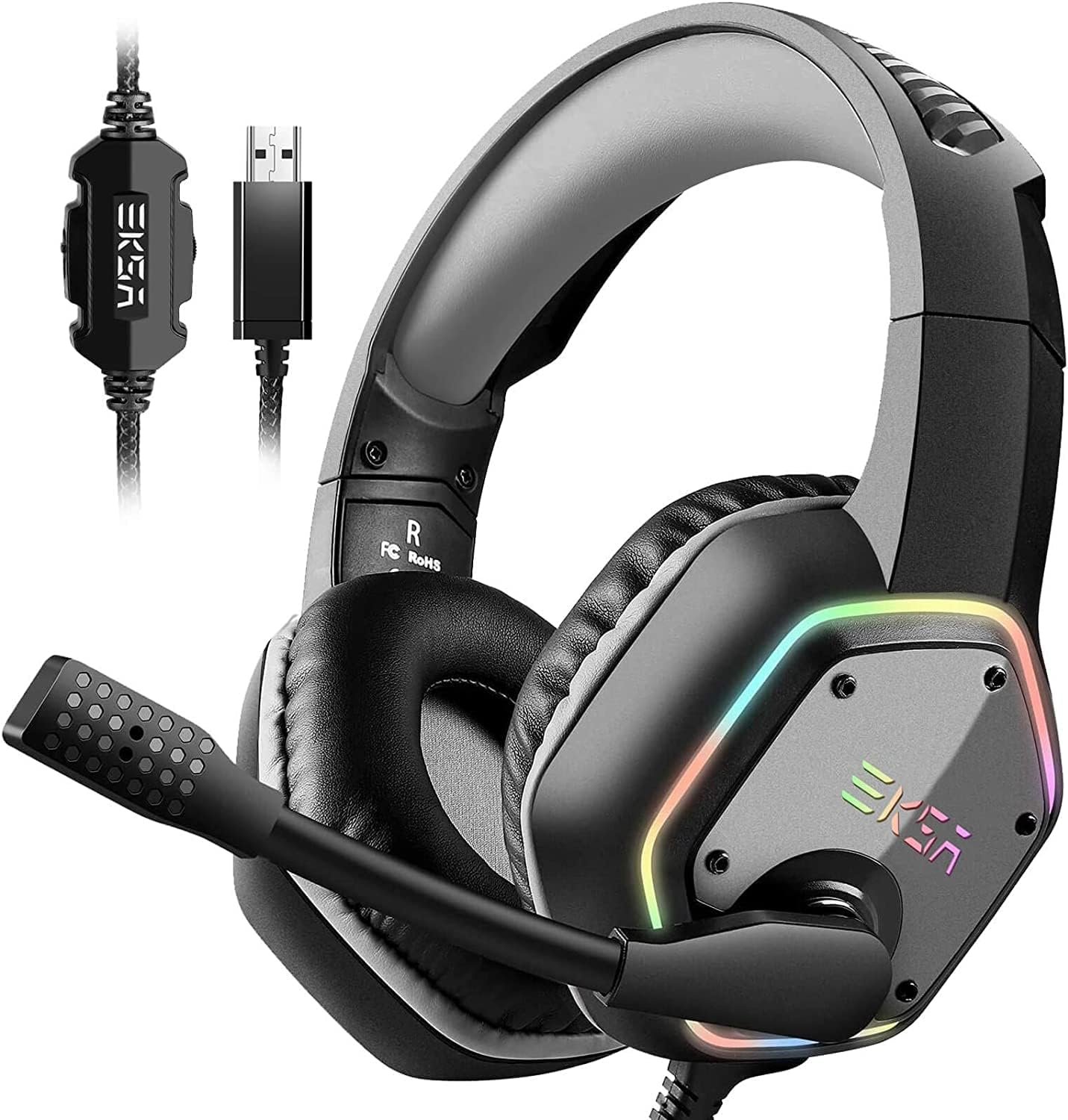EKSA E1000 USB PC Gaming Headset with Mic, 7.1 Surround Sound