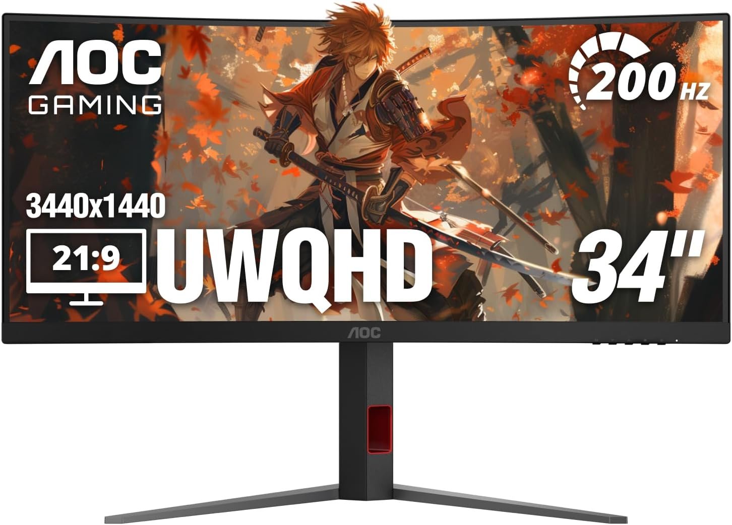 AOC 34 Inch Curved Gaming Monitor UWQHD 200Hz VA 0.3ms HDR, CU34G4H