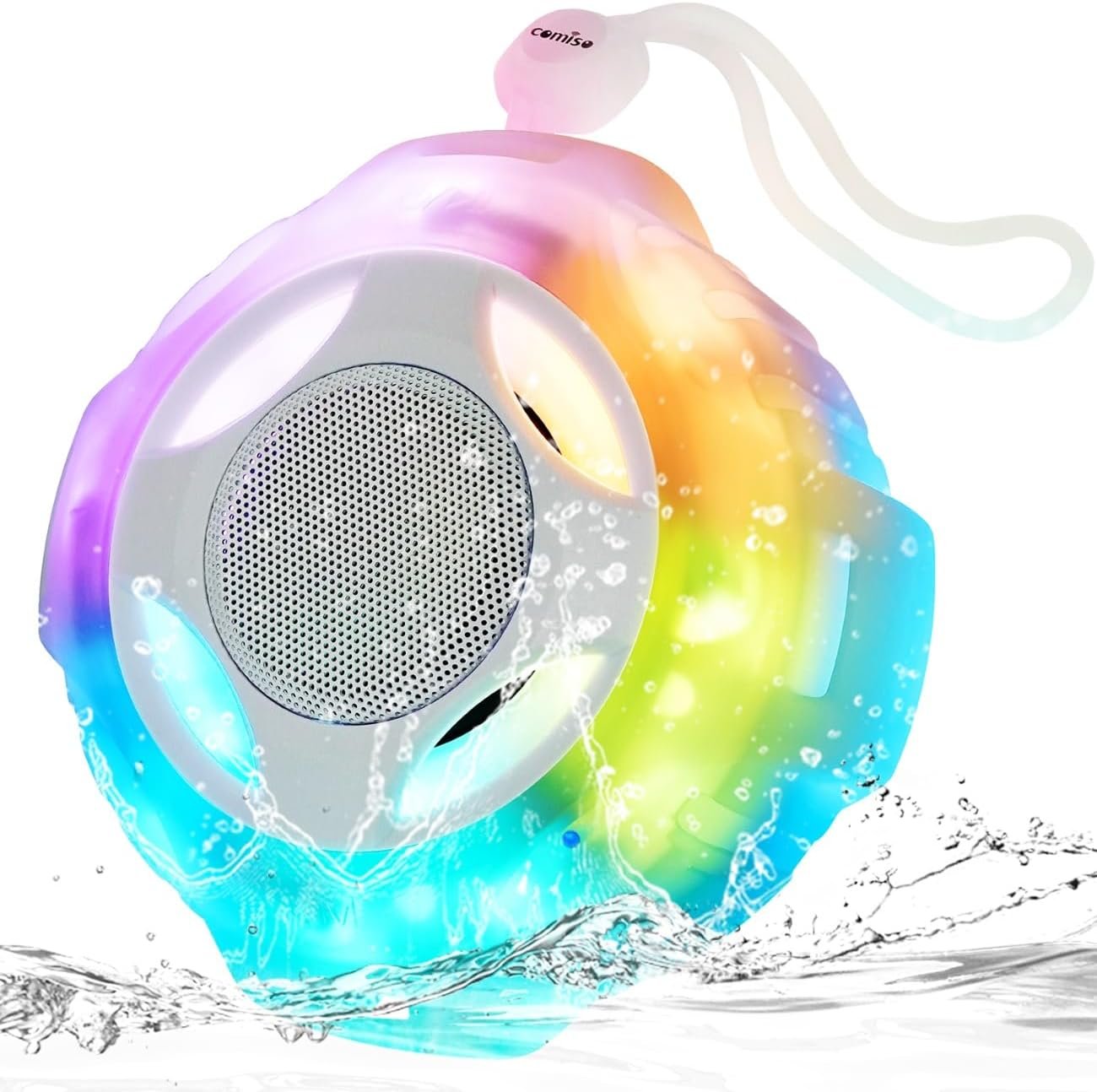 comiso Bluetooth Shower Speaker, IPX7 Waterproof Speaker with Robust Bass