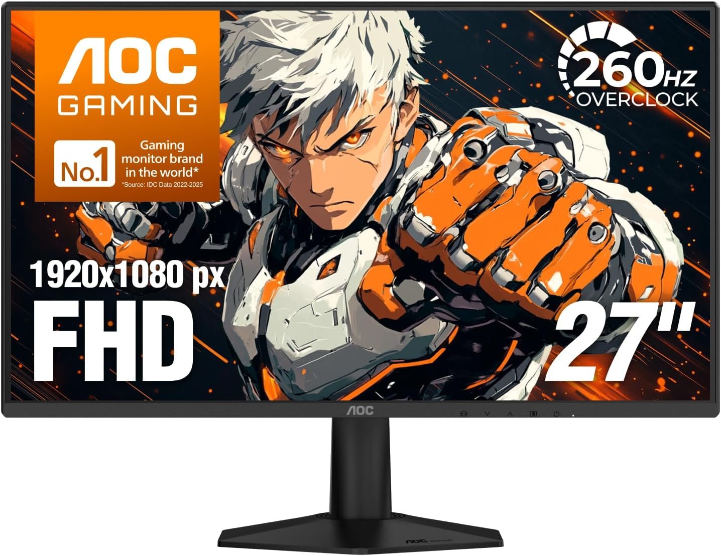 AOC 27″ Gaming Monitor FHD 260Hz Overclocked NVIDIA G-SYNC Compati. 27G51Z
