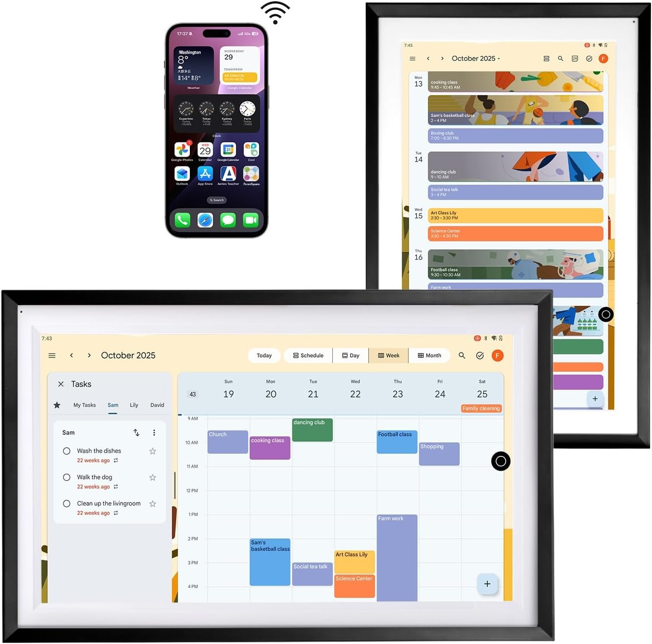 15.6″ Smart Display with Google Calendar,Google Play,No Subscription,Black