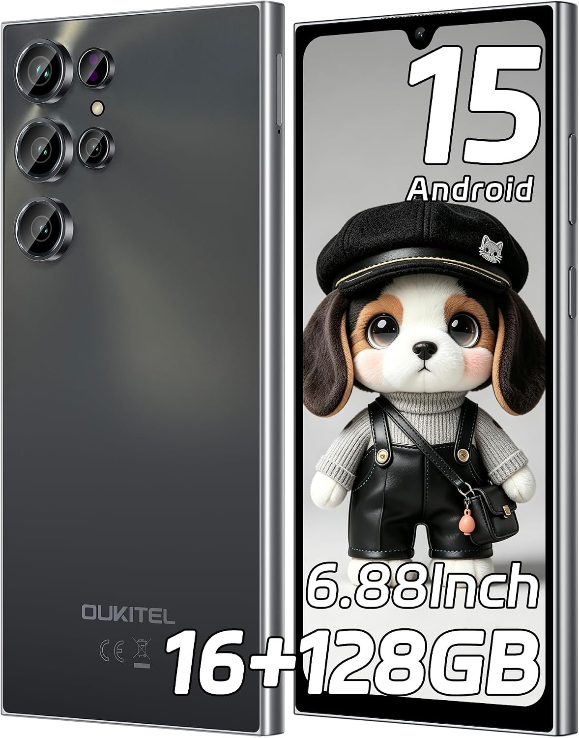 C61 Unlocked Cell Phone, 6.88″ Display, 16GB+128GB/1TB, Android 15
