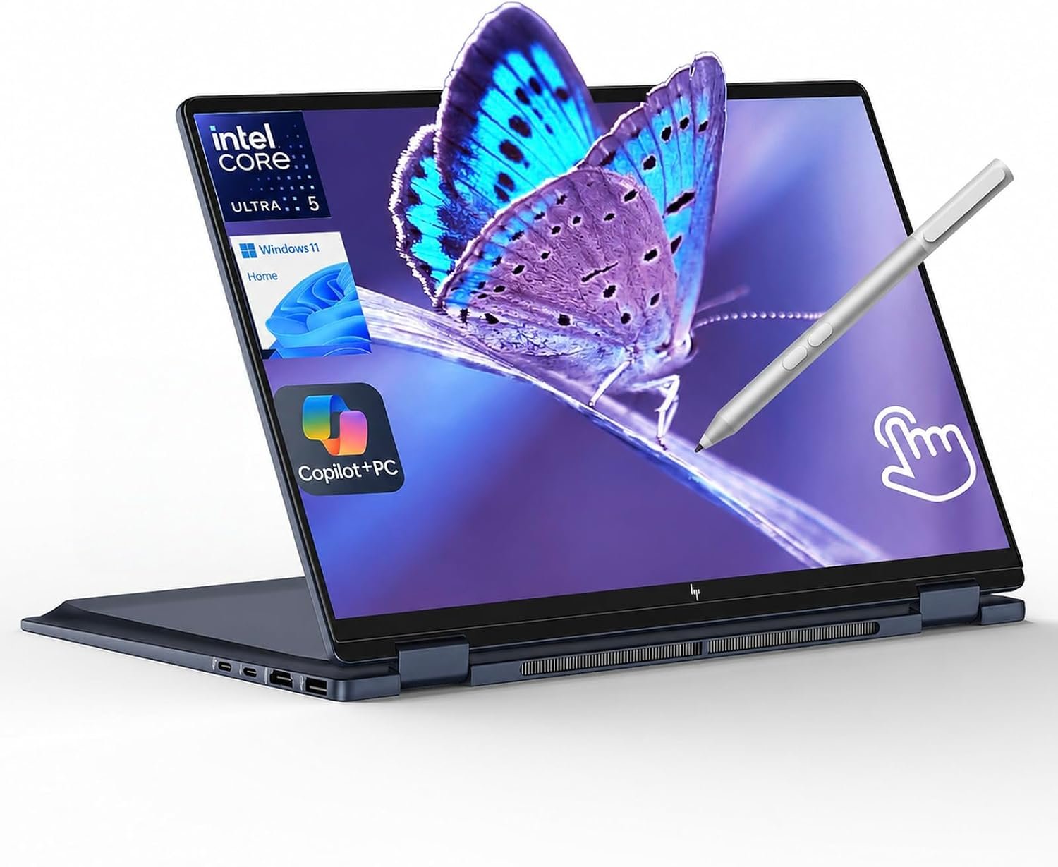 HP OmniBook X Flip 14 2-in-1 Laptop, Laptop Touchscreen 14″ WUXGA IPS, Intel 8-core Ultra 5 226V, Intel Arc 130V GPU, 16GB RAM 512GB SSD, Thunderbolt 4, Windows 11 with Stylus Pen