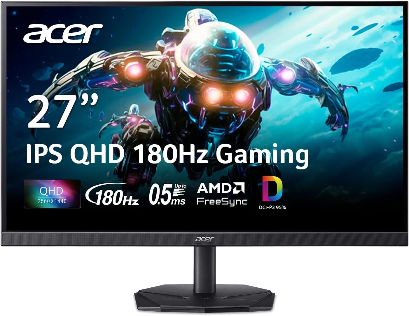 Acer Nitro 27in QHD 2560×1440 IPS 180Hz Gaming Monitor KG271U N3bmiipx