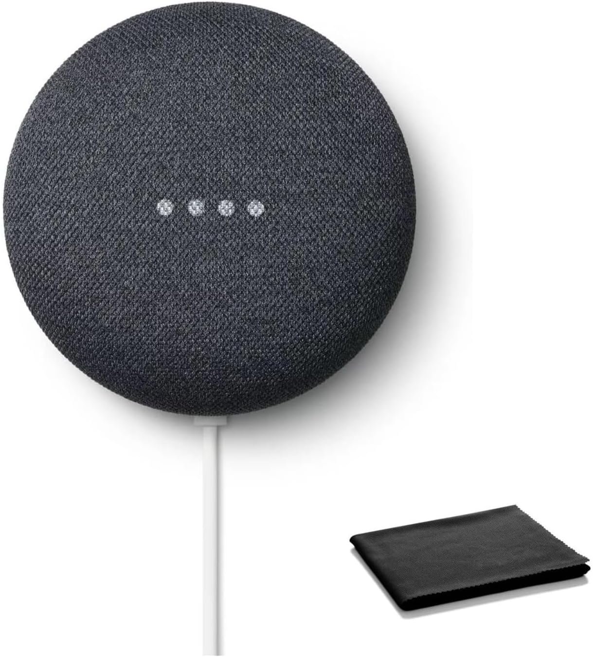 Google Nest Mini Bluetooth Speaker, Brazilian Model, Multi Language with English Compatibility Assistant (2nd Gen) Chalk with Premium Cleaning Cloth and EU/US Power Plug Adapter, Bulk Packaging