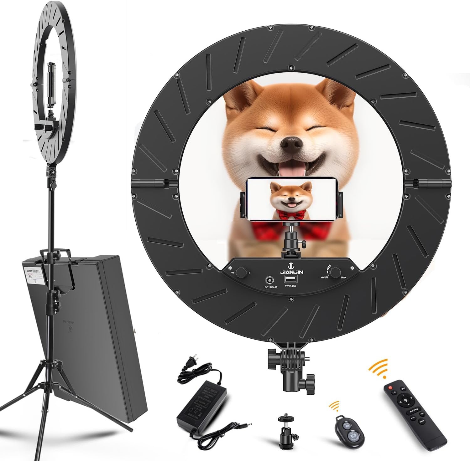 Ring Light 18 INCH Kit,55W 5600K Professional LED with Stand (Black)
