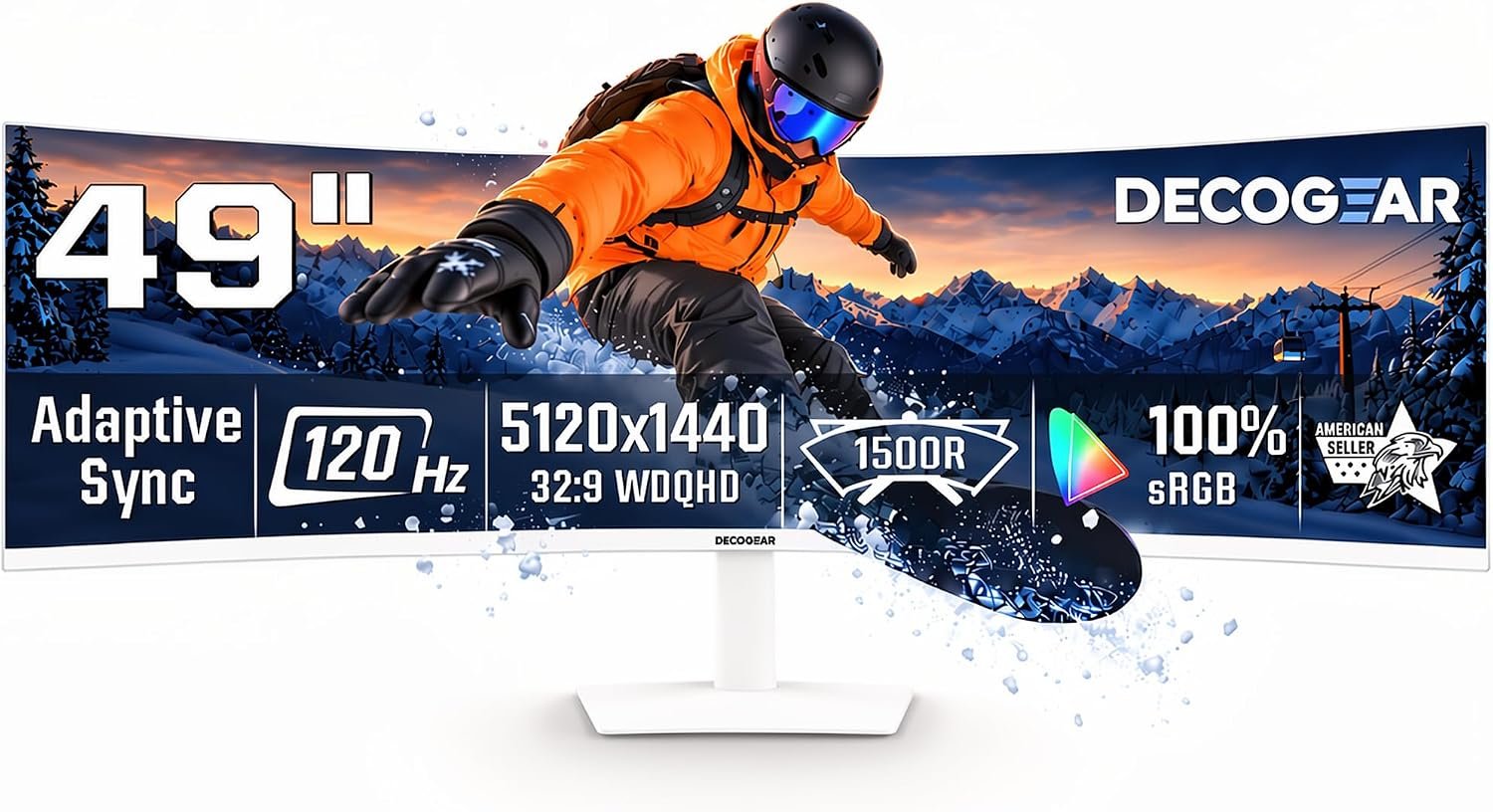 Deco Gear 49″ Super Ultrawide Curved Monitor, 5120×1440, 5K2K, 120Hz, 32:9