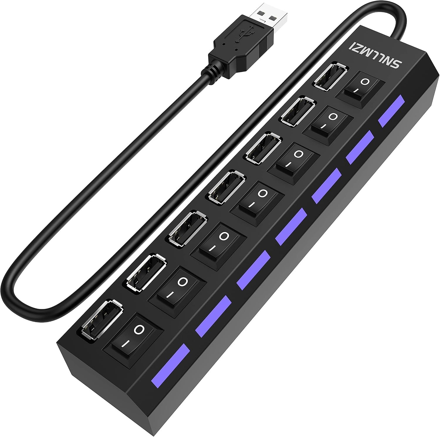 USB Hub, 7 Port USB 2.0 Hub LED Portable High-Speed Compatible for iMac Pro, MacBook Air, Mac mini/Pro, Surface Pro, PC and Laptop