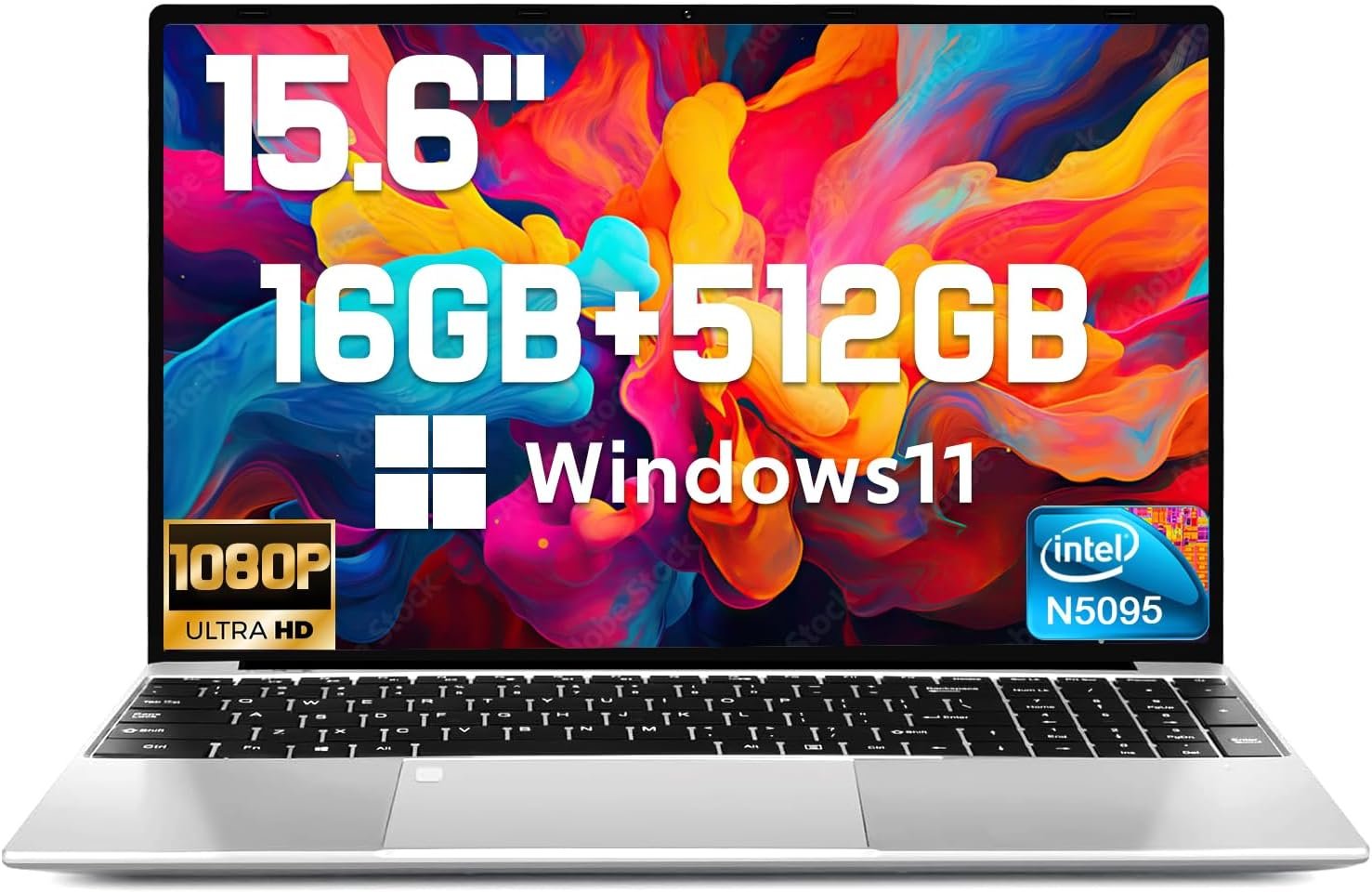 2026 New 15.6” Laptop 16GB RAM 512GB SSD, Intel Quad-Core Processor(Max 2.9GHz), 1080p FHD Display, Backlit Keyboard, Windows 11, Fingerprint, USB3.2, Mini-HDMI, WiFi5, TF Card Slot, for Work, Study