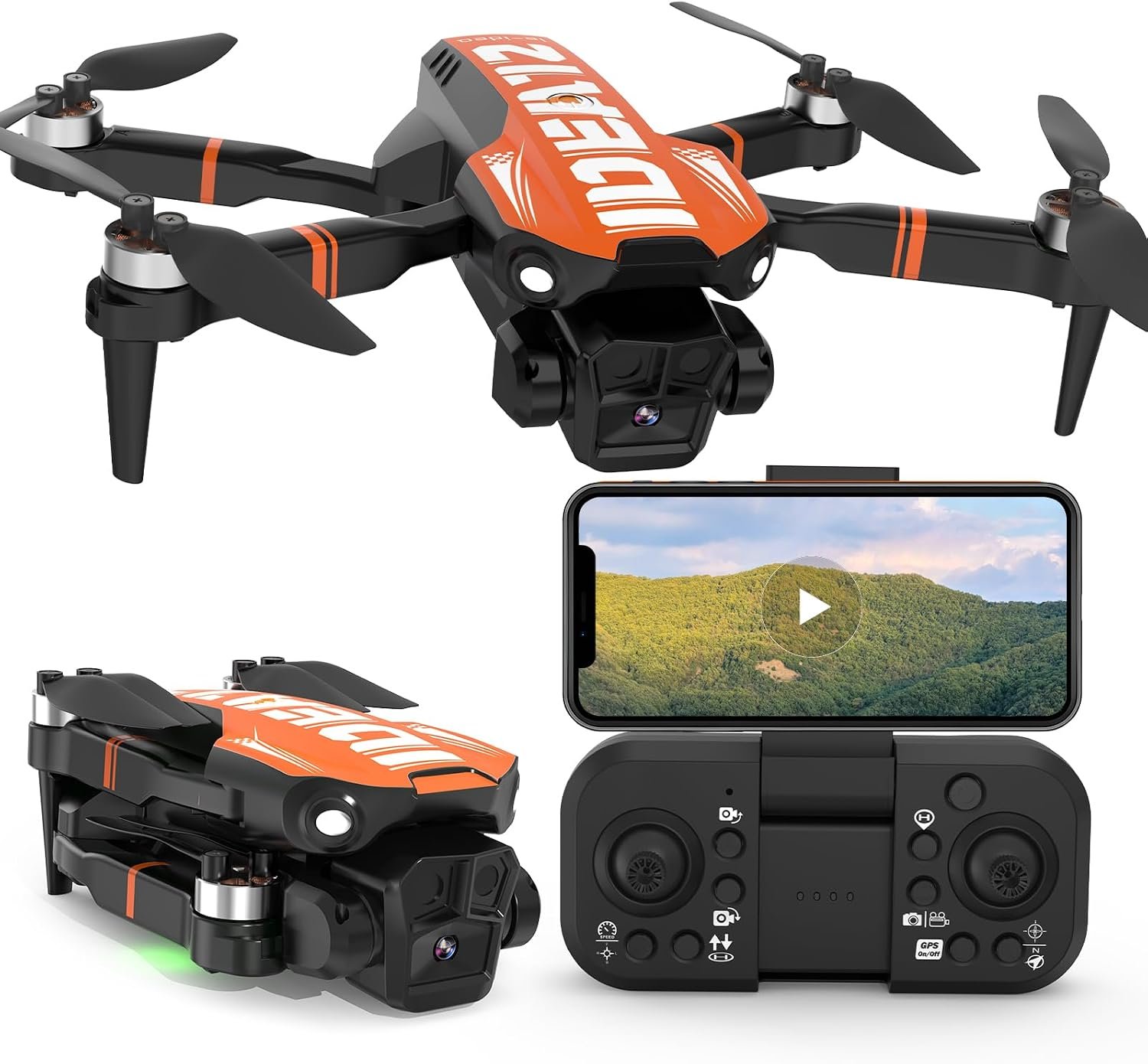 Drone with Camera for Adults, GPS Drone Auto Return Follow Me, Live Video RC Drones with Brushless Motor, Circle Flight Waypoint Fly, Foldable Mini Quadcopter for Beginners Under 250G FPV Quadcopter