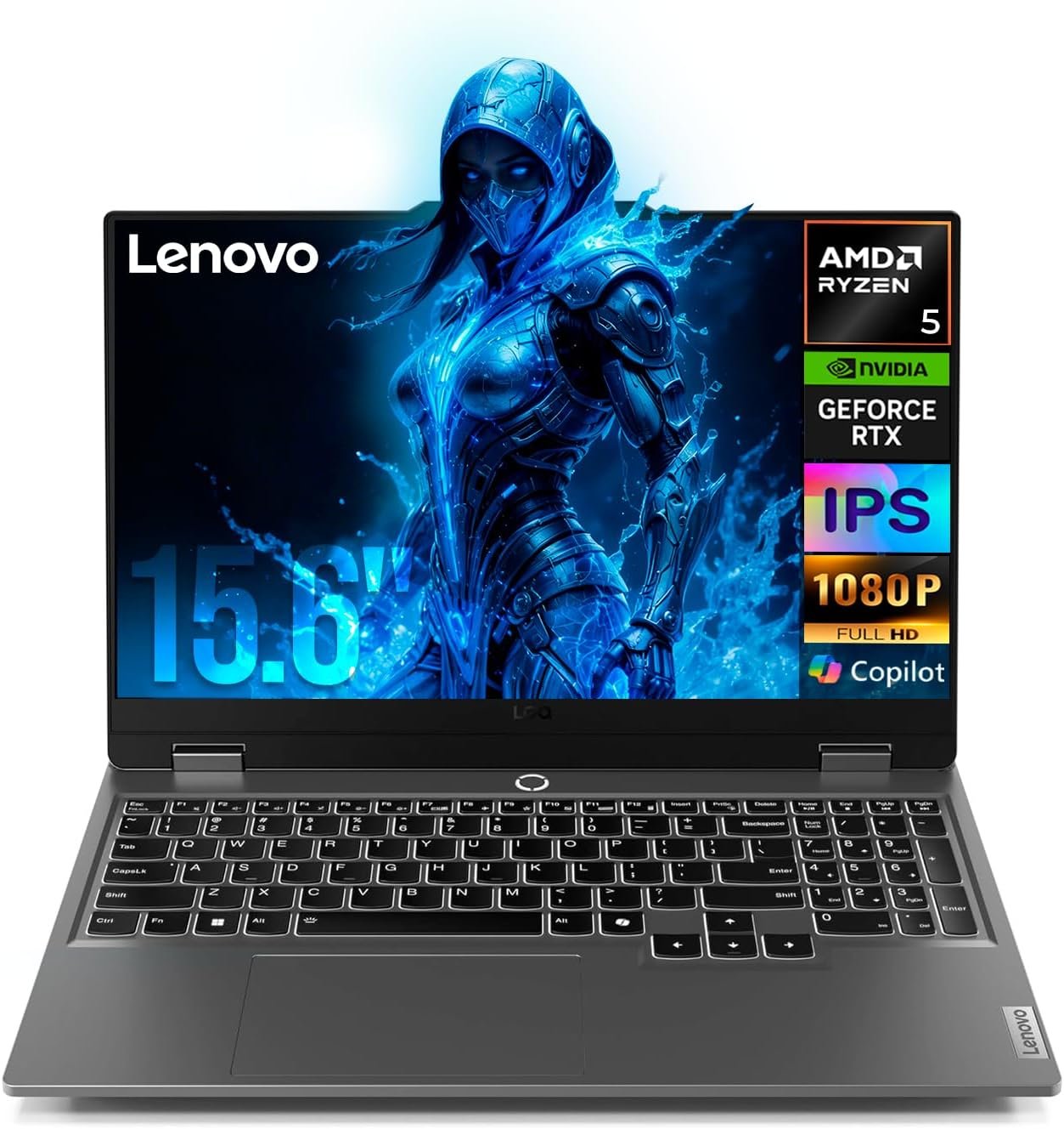 Lenovo LOQ 15.6″ Full HD Gaming Laptop, AMD Ryzen 5 7235HS, 16GB Memory, NVIDIA GeForce RTX 4050, 512GB SSD, Luna Grey