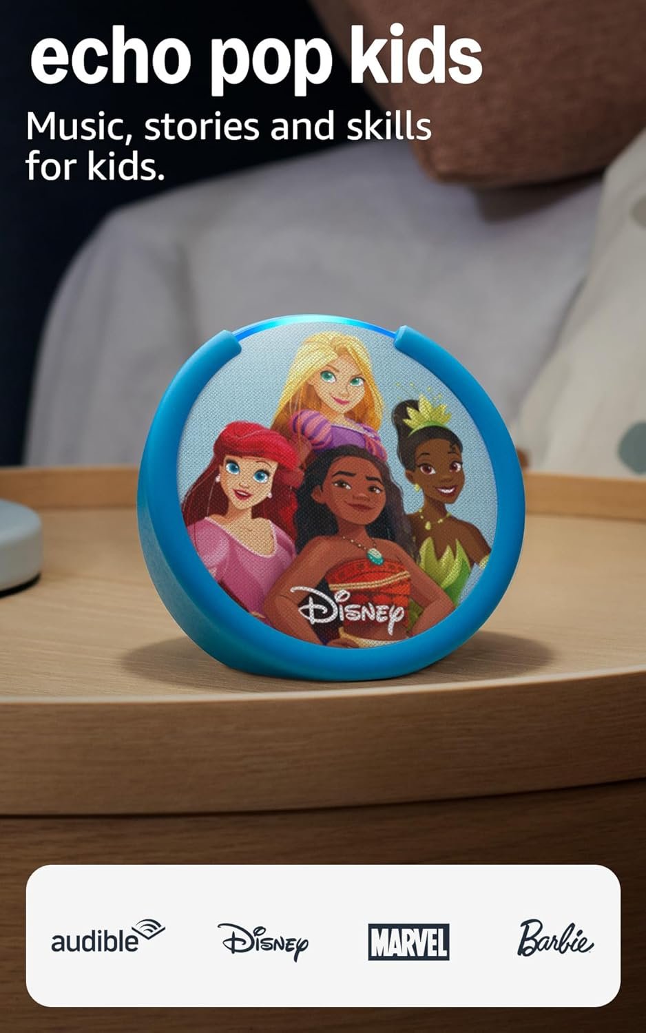 Amazon Echo Pop Kids (newest model), Enjoy age-appropriate audiobooks, sleep routines and Alexa+ experiences to create and learn, Disney Princess design