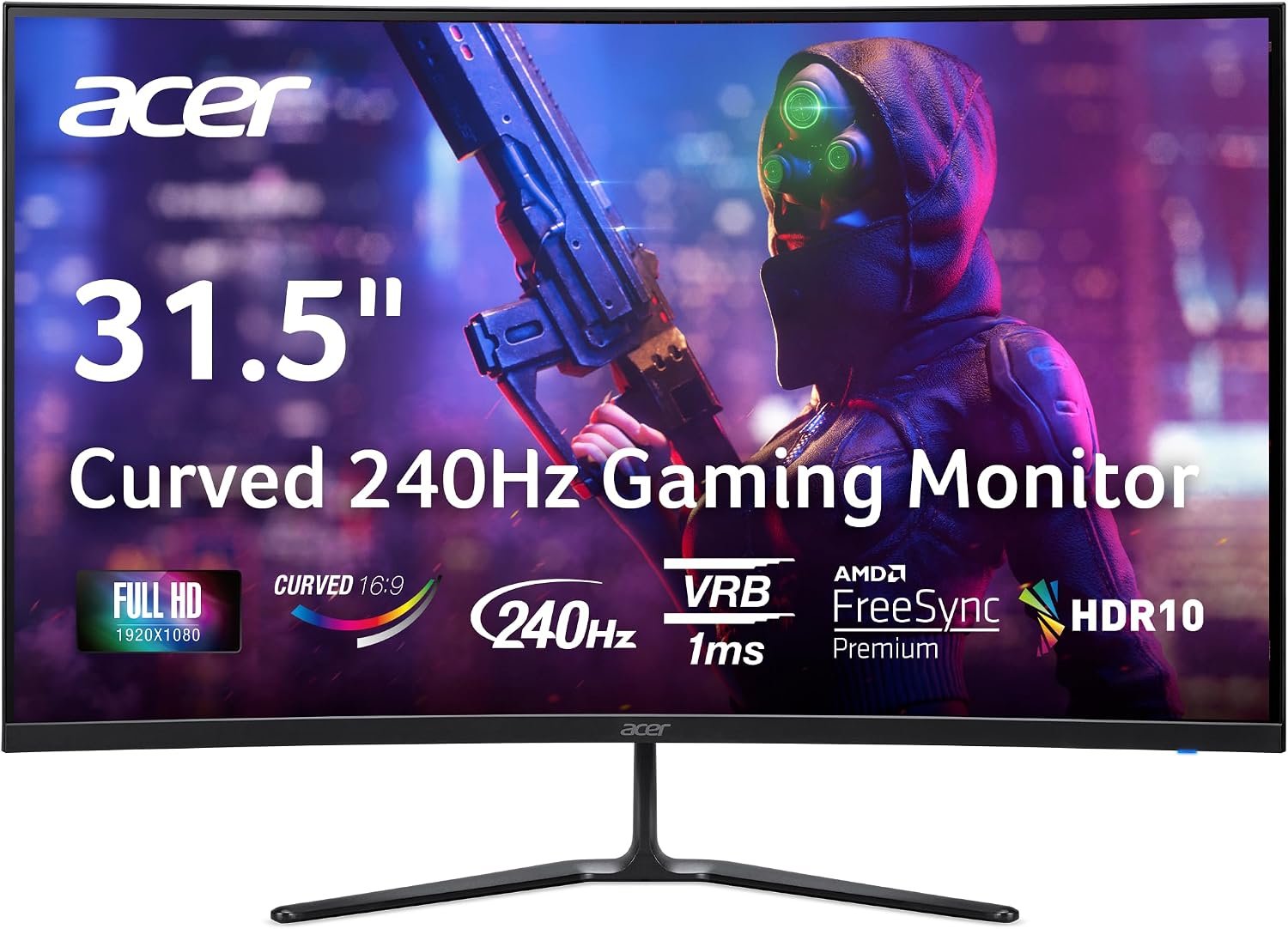 Acer Nitro 31.5in FHD 1920×1080 Curved 240Hz Gaming Monitor ED320Q W0biip