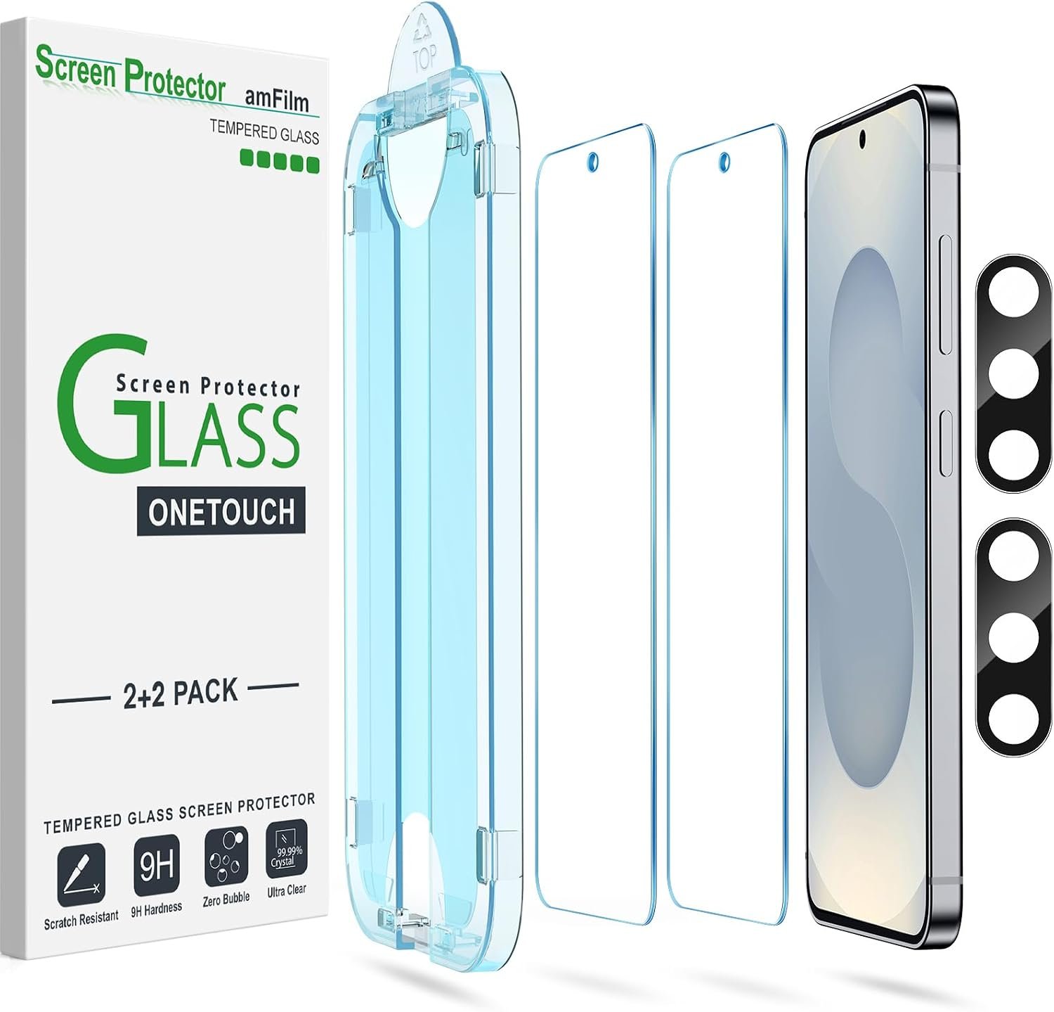 amFilm OneTouch for Samsung Galaxy S25+ Plus Screen Protector TemperedGlass