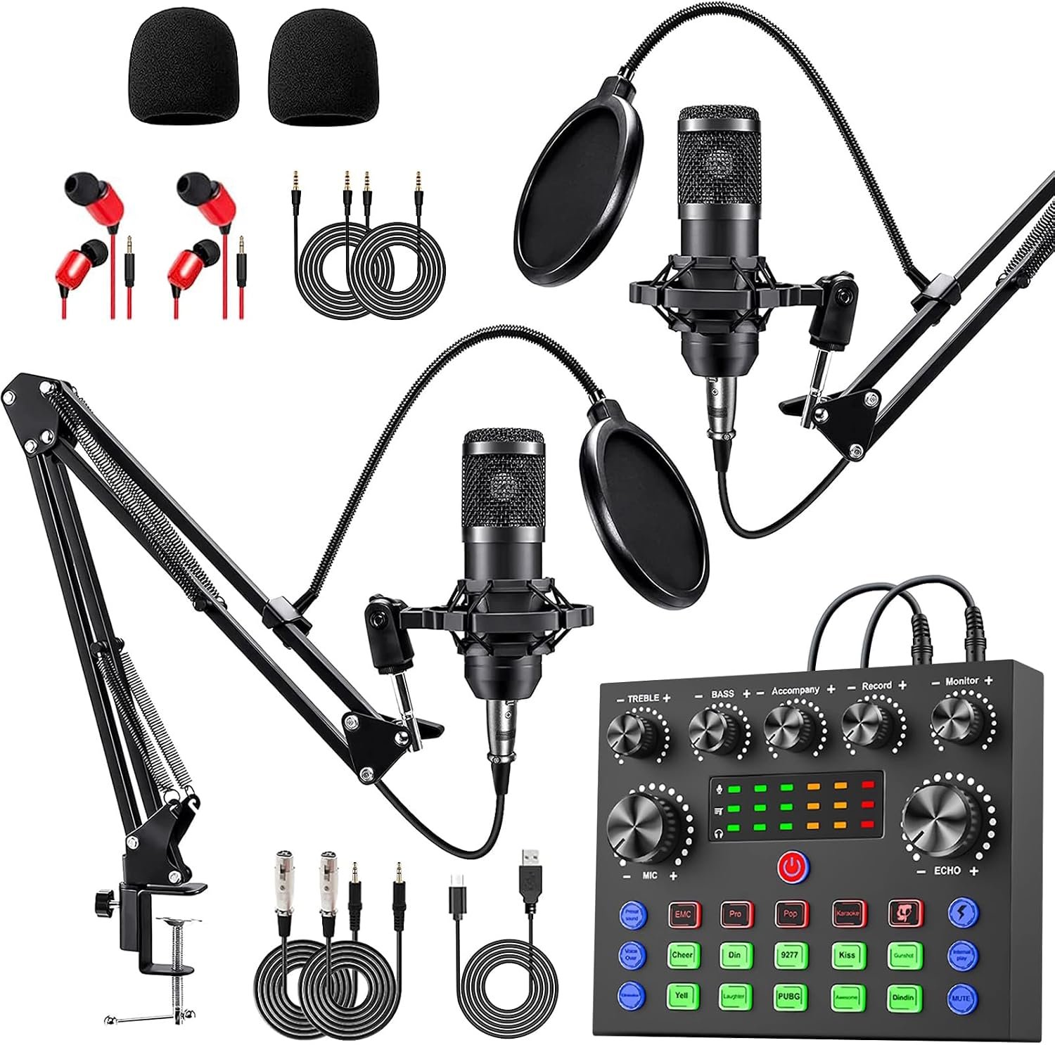 sktome Podcast Equipment Bundle for 2, V8s Voice Changer with BM-800 Podcast Microphone Bundle – Studio Condenser Microphone Perfect for Podcasting, Recording, Singing, Streaming and Gaming