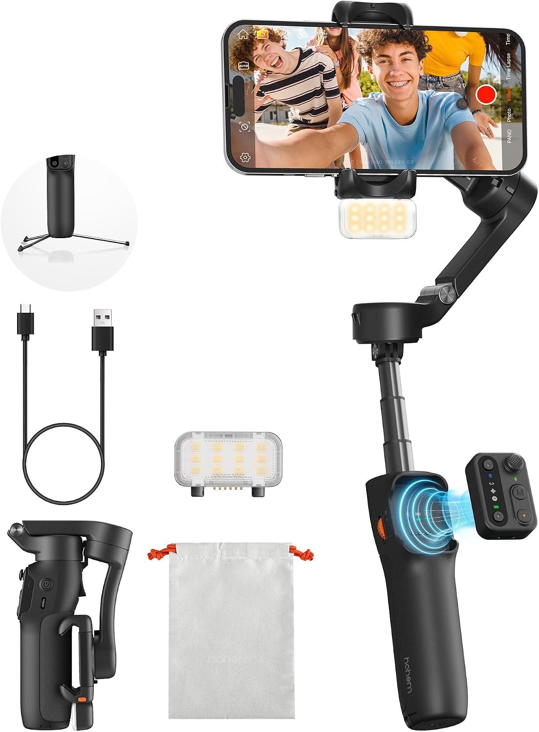 hohem iSteady X3 3-Axis Gimbal Stabilizer for iPhone & Android, Black