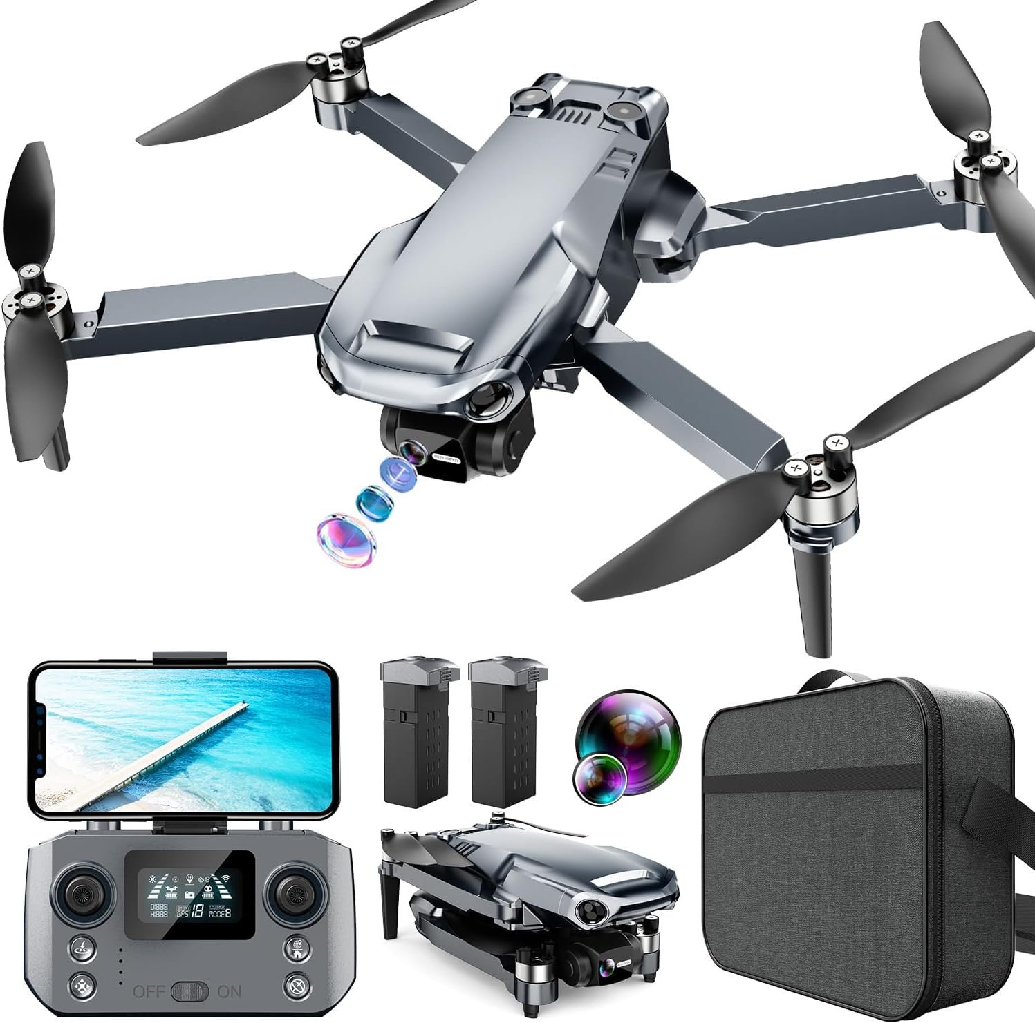 GPS Drone with 4K UHD Camera for Adults, 1640ft Long Range, Auto Return Home, Follow Me, 3-Axis Gimbal, APP & Remote Control for Outdoor Photography and Video