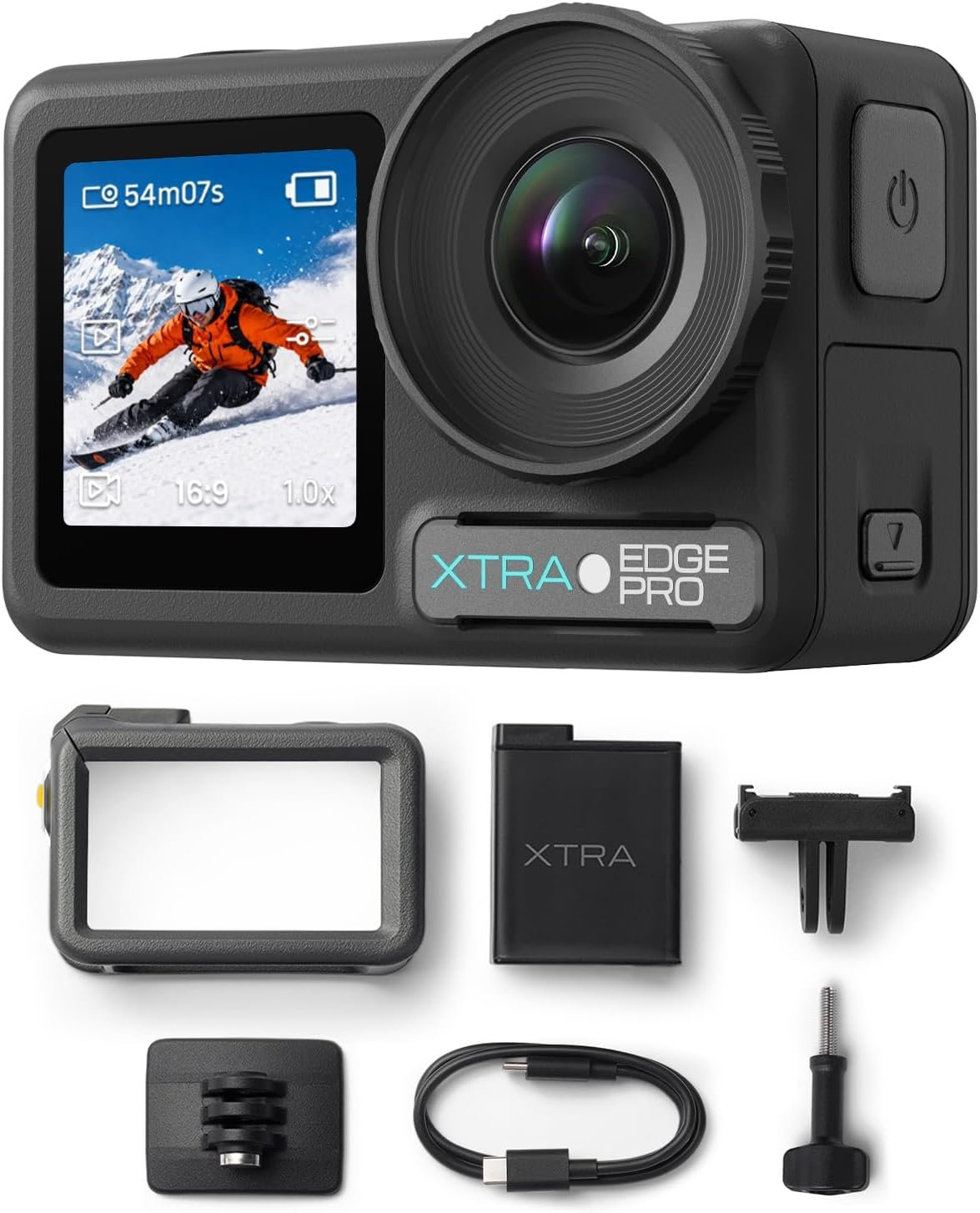 Pro Action Camera, 1/1.3” Sensor Vlogging Camera,4K/60fps Video, Night View Mode, Waterproof to 65 ft, 360 Lock Stabilization, 240-Min Battery, Magnetic Quick Mount