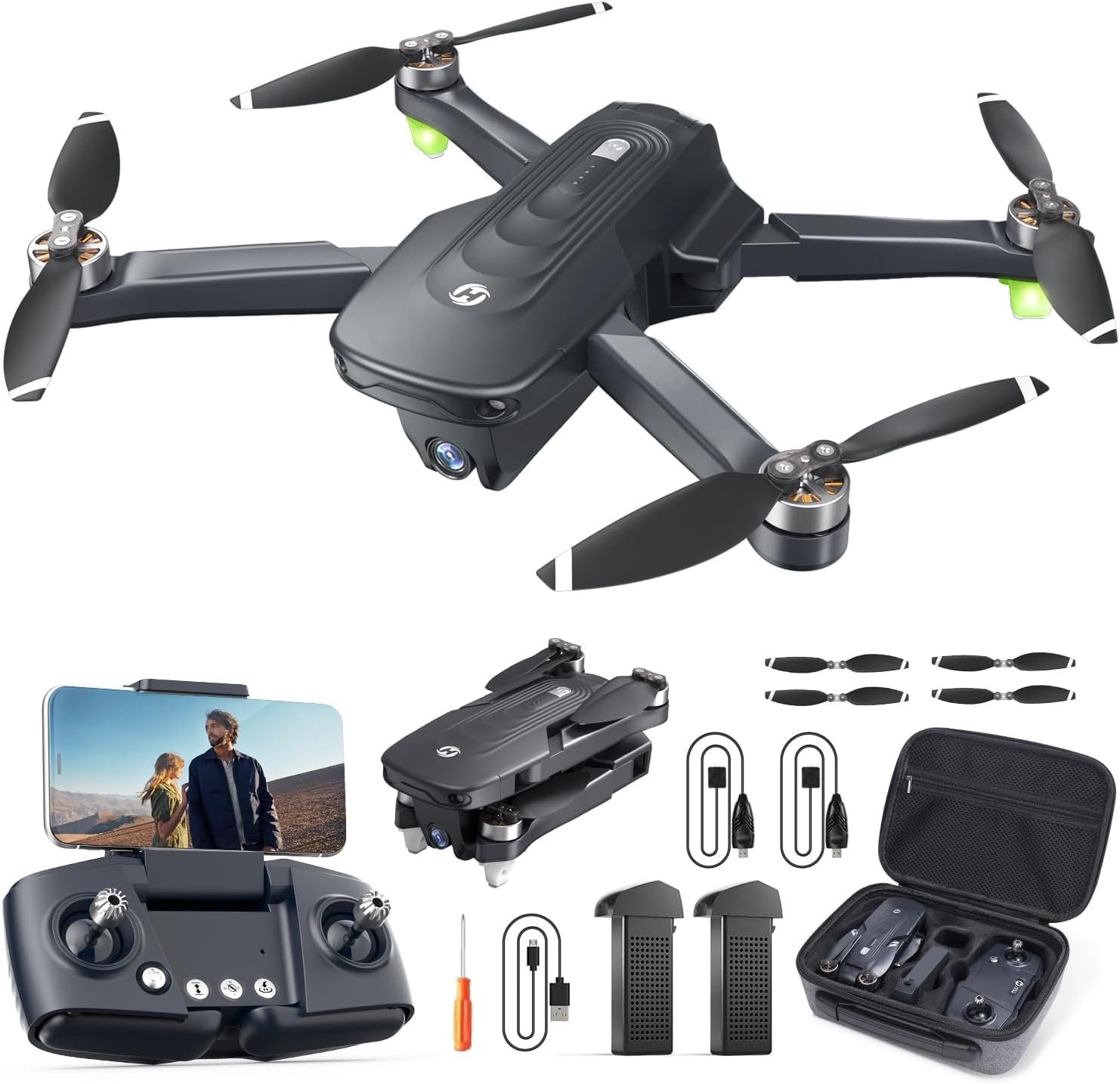 Holy Stone HS175D GPS Drone with 4K Camera for Adults, Under 249g, Foldable RC Quadcopter with Auto Return, 46 Mins Long Flight, Follow Me, Brushless Motor, Circle Fly, Waypoint Fly, Altitude Hold