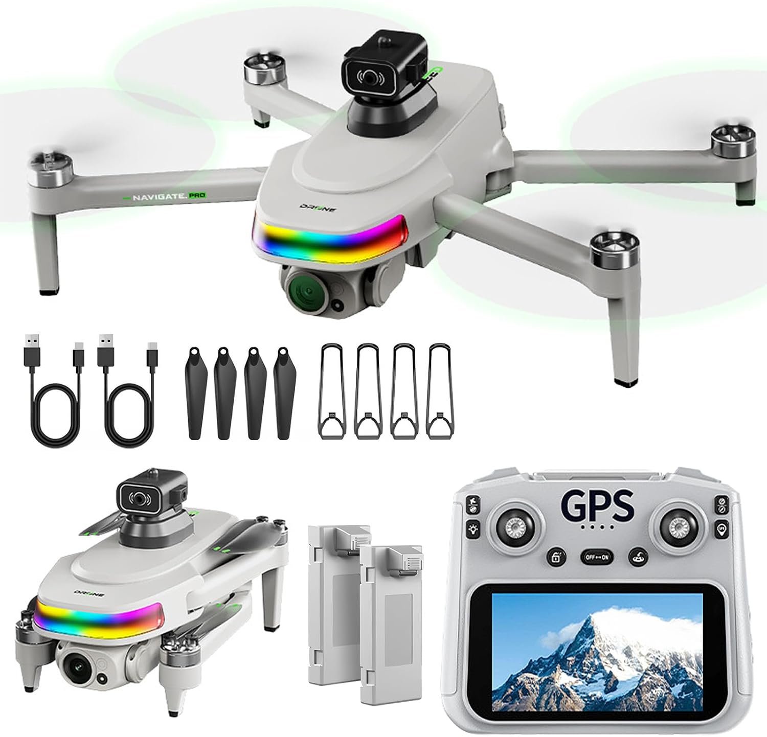 4K Drone with Camera for Adults & Beginners, 5.5″ HD Touchscreen Remote, 30-Min Flight, Brushless Motor, Smart Obstacle Avoidance, One-Key Return, Foldable RC Drone Under 260g
