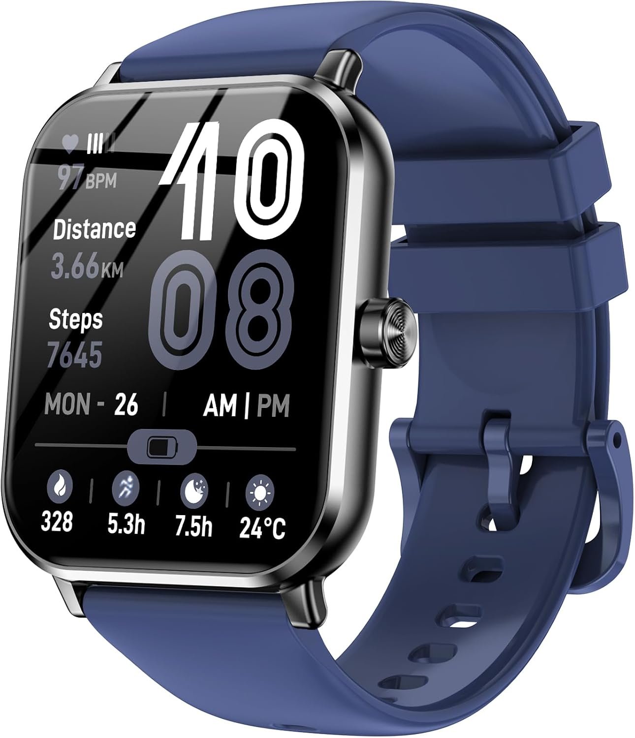 Jacoosa Smart Watch for Men/Women Android & iPhone, 1.83″ HD Touch Screen, Bluetooth Calling, 5 ATM Waterproof Fitness Tracker with 130+ Sports Modes, 24/7 Health Monitor (Blue)