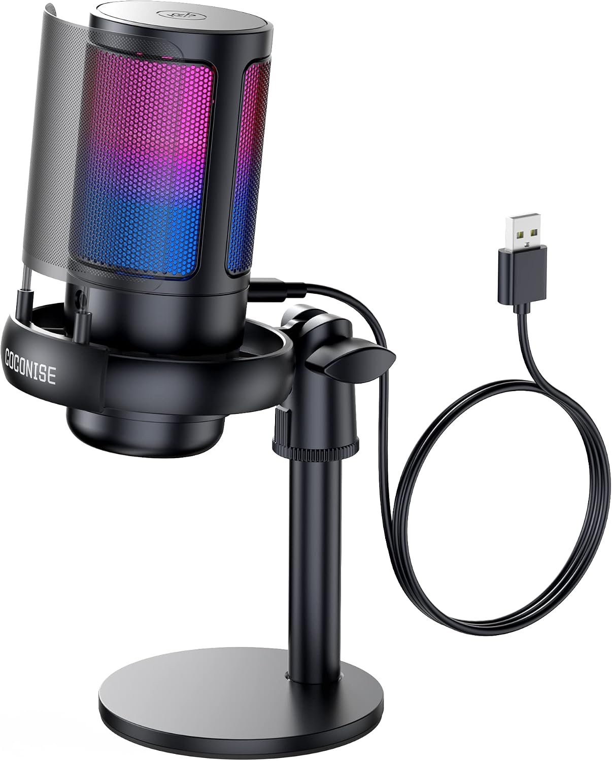 Gaming Microphone for PC: USB Mic for Podcasts Videos & Streaming – Condenser Mic with Quick Mute & Pop Filter – RGB Microphone Gift for Gamer boys – Compatible with PS4/5 & Computer & Laptop