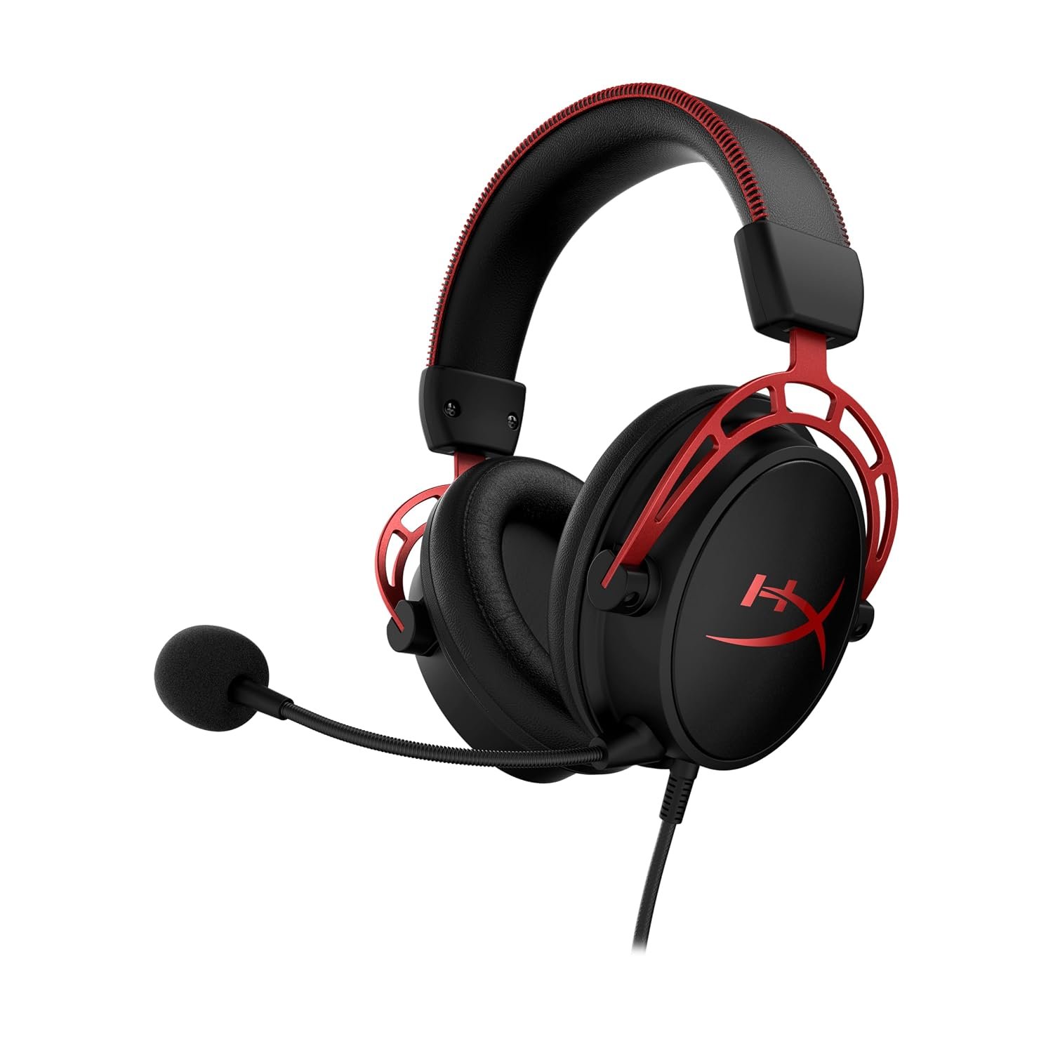 HyperX Cloud Alpha – Gaming Headset, Dual Chamber Drivers, Legendary Comfort, Aluminum Frame, Detachable Microphone, Works on PC, PS4, PS5, Xbox One, Xbox Series X|S, Nintendo Switch and Mobile – Red