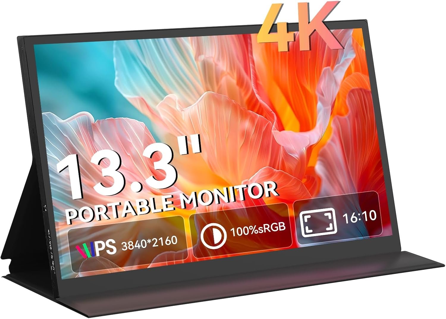 13.3 Inch Portable Monitor 3840×2160 IPS Display 100% sRGB