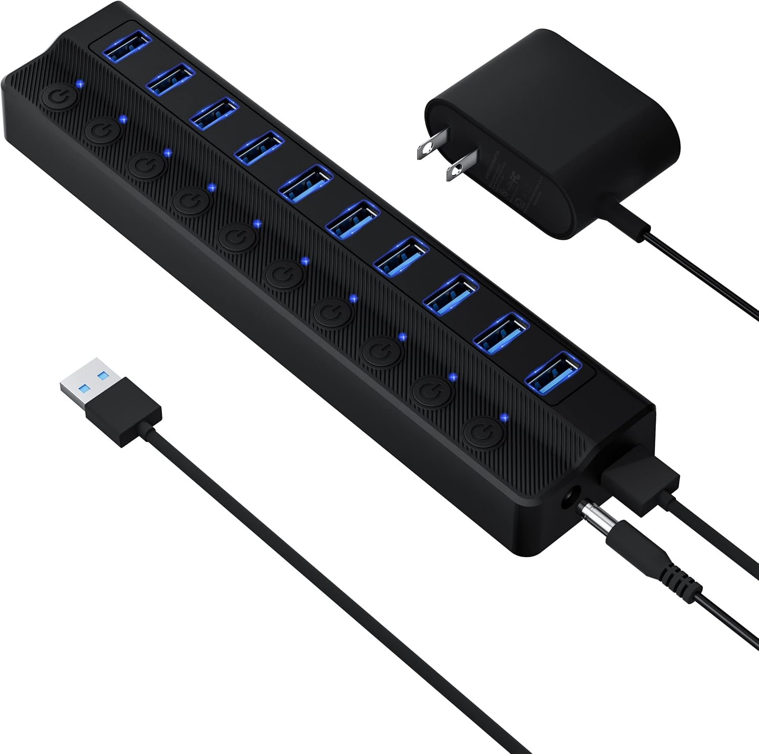 ONFINIO Powered USB Hub 3.0, 10-Port USB Splitter Hub