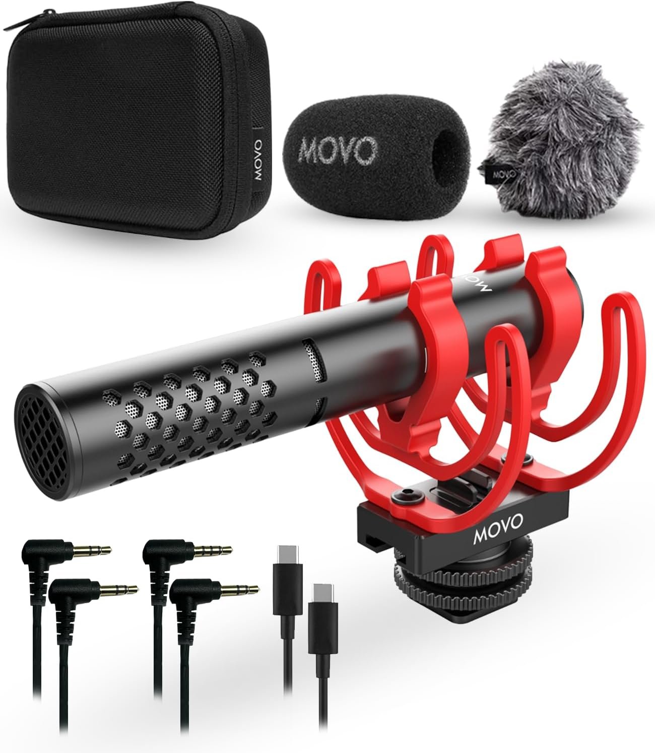 Movo X1-Mini Video Shotgun Mic for Camera – Supercardioid 3.5mm/USB-C Analog/Digital Camera Microphone for DSLR, iPhone and Android Smartphones, Computers – Compatible with Canon EOS, Nikon, Sony