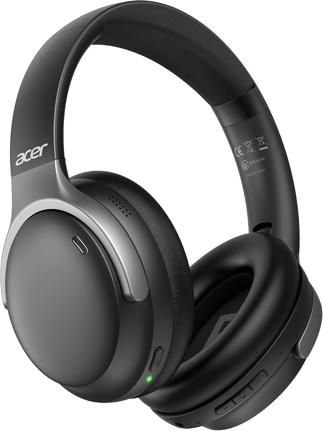 Acer Active Noise Cancelling Headphones,Wireless Bluetooth Over-Ear,Black