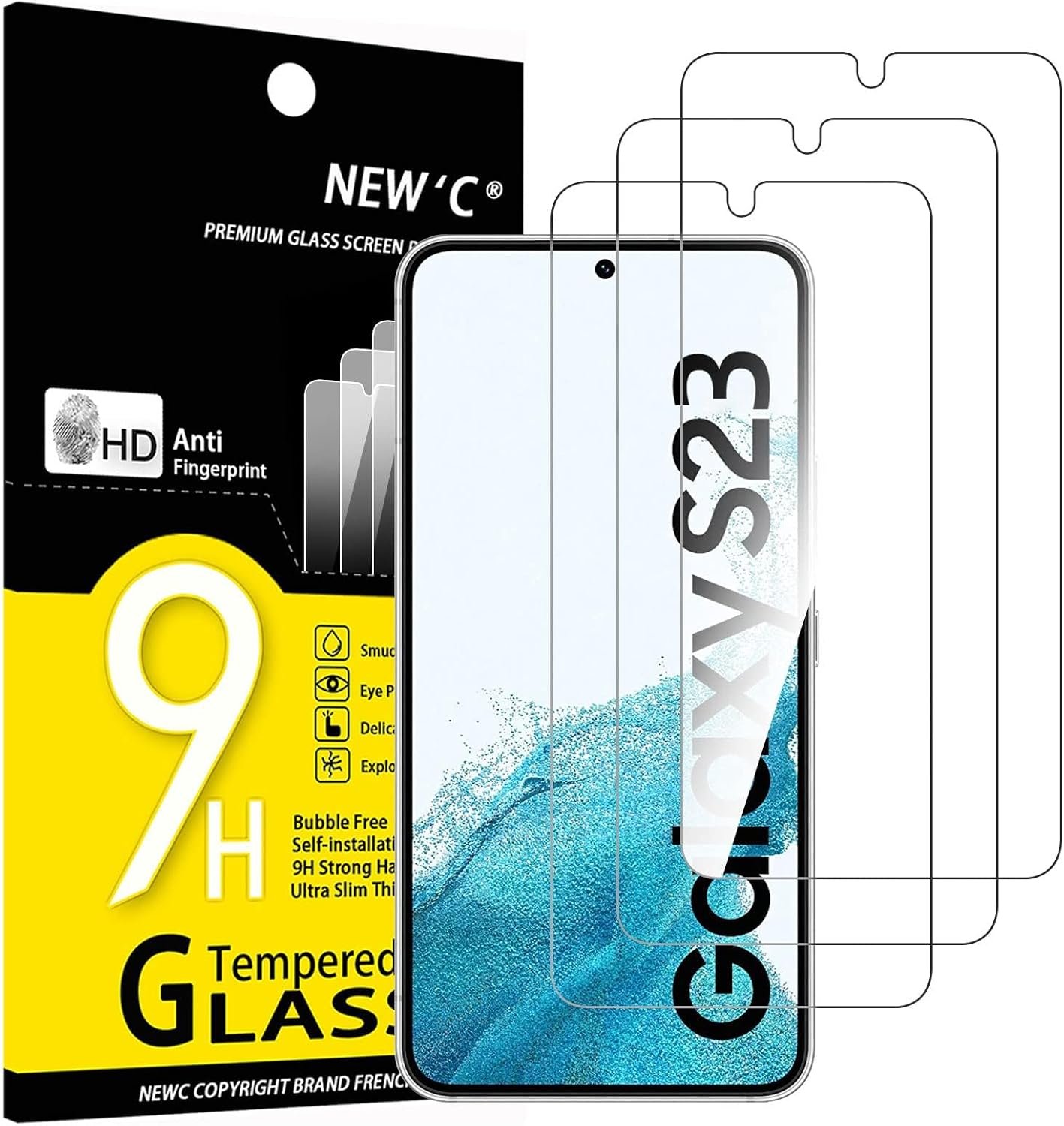 NEW’C for Samsung Galaxy S23 6.1″ (SM-S911),Screen Protector Tempered Glass