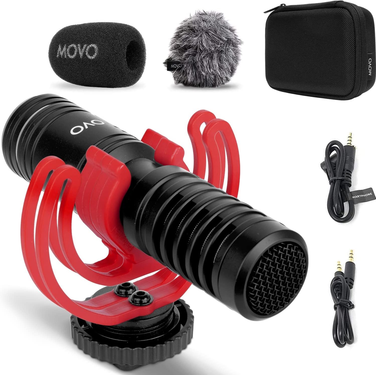 Movo VXR10-PRO Professional Video Microphone for Camera with Rycote Lyre Shock Mount – Shotgun Mic Compatible with DSLR Cameras and iPhone, Android Smartphones