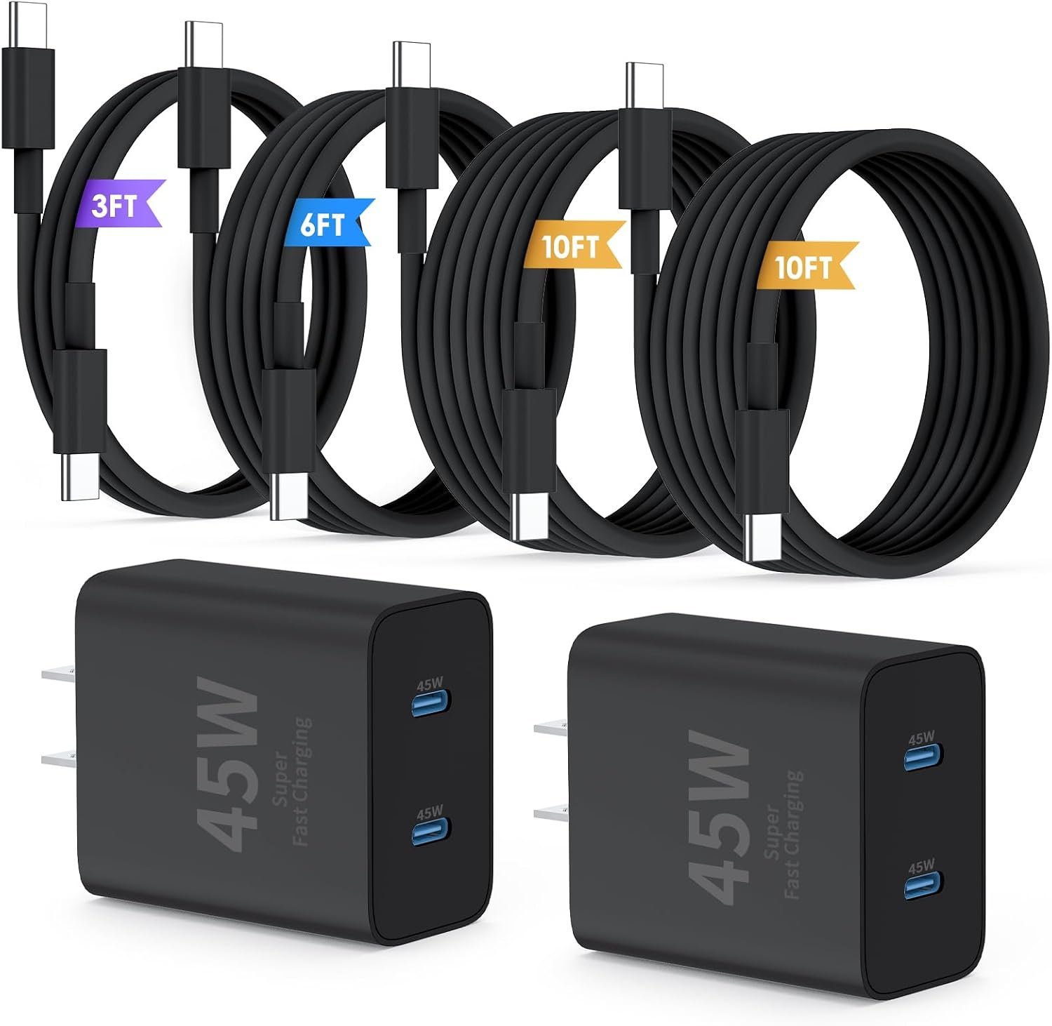 QZIIW Super Fast Samsung Charger Type C,45W Dual Port USB C Fast Charger