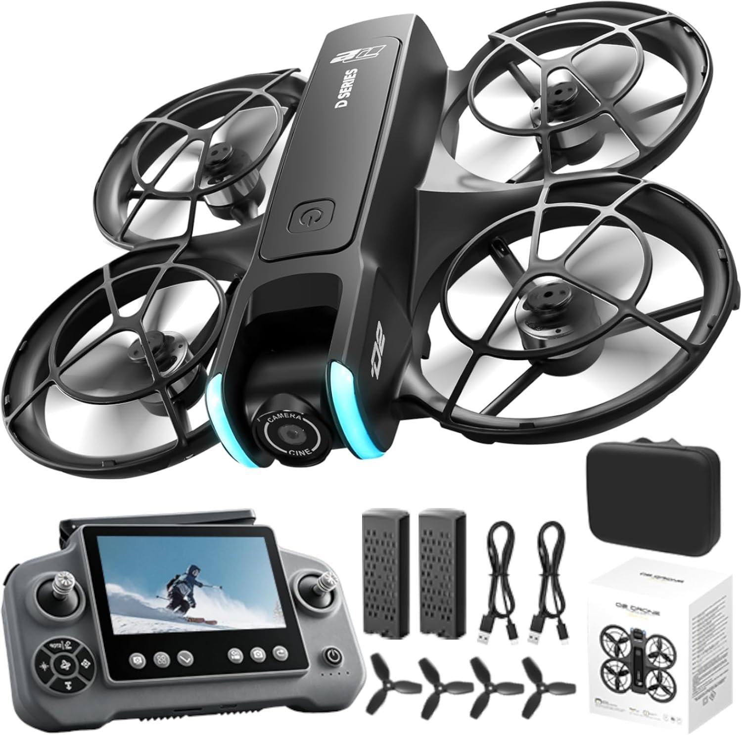 Mini Drone with Camera for Adults and Beginners, Dual Cameras, 90° Electric Adjustable Lens, Brushless Motor, Full Propeller Guards, Optical Flow Positioning, Altitude Hold, One-Key Return, WiFi Connectivity, FPV Real-Time Transmission, 360° Flips, Headless Mode, RC Quadcopter