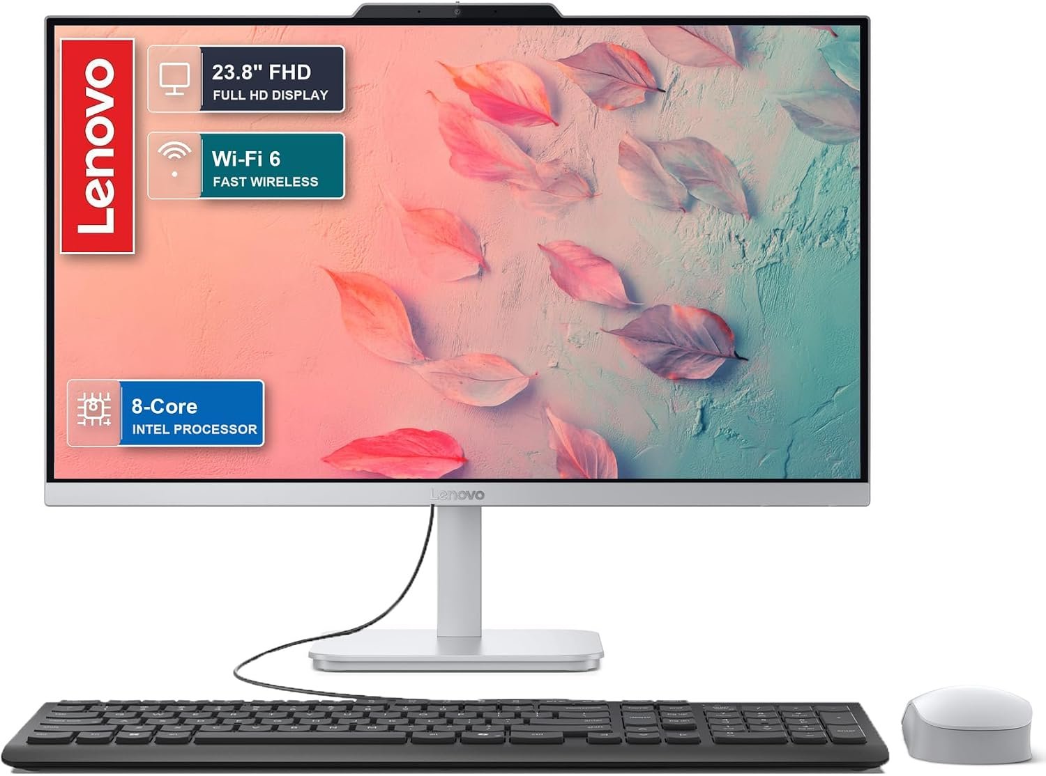 Lenovo 2026 Flagship 24″ FHD All-in-One Desktop, 16GB RAM, 512GB PCIE SSD