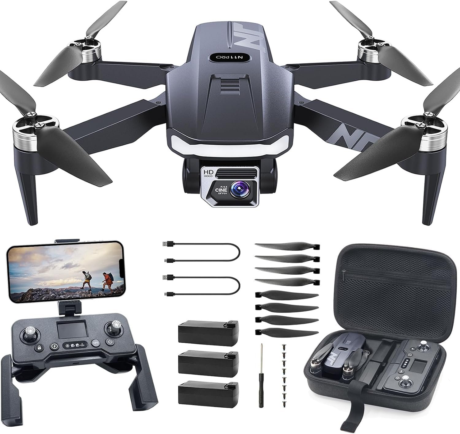 GPS Drone with 4K Camera for Adults, Foldable RC Quadcopter with 3 Batteries, Brushless Motors, Auto Return, Follow Me, Optical Flow, Under 249g for Beginners