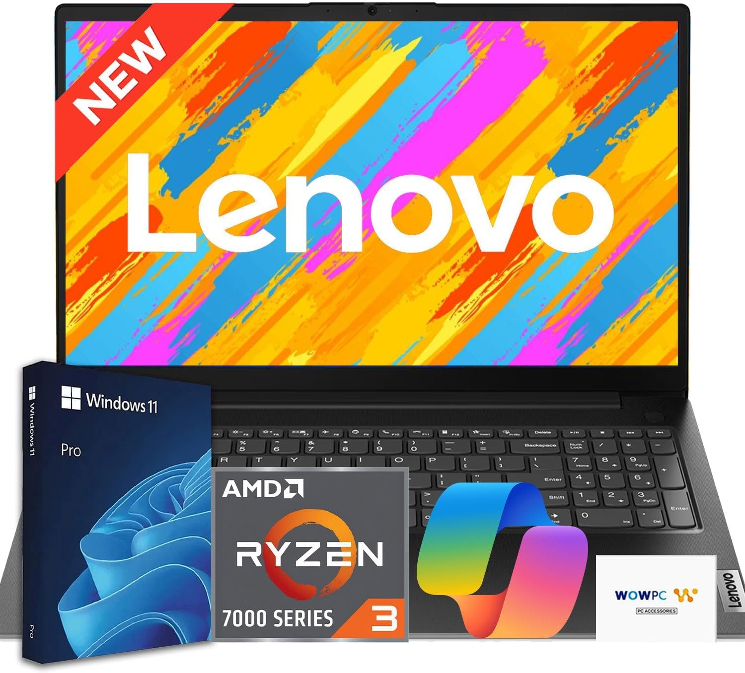 Lenovo V15 Business Laptop 2026 Edition, AMD Ryzen 3 7000-Series(Beat i7-1065G7), 15.6″ FHD Display, 16GB DDR5 RAM, 256GB NVMe SSD, Wi-Fi 6, RJ-45, Dolby Audio, Windows 11 Pro