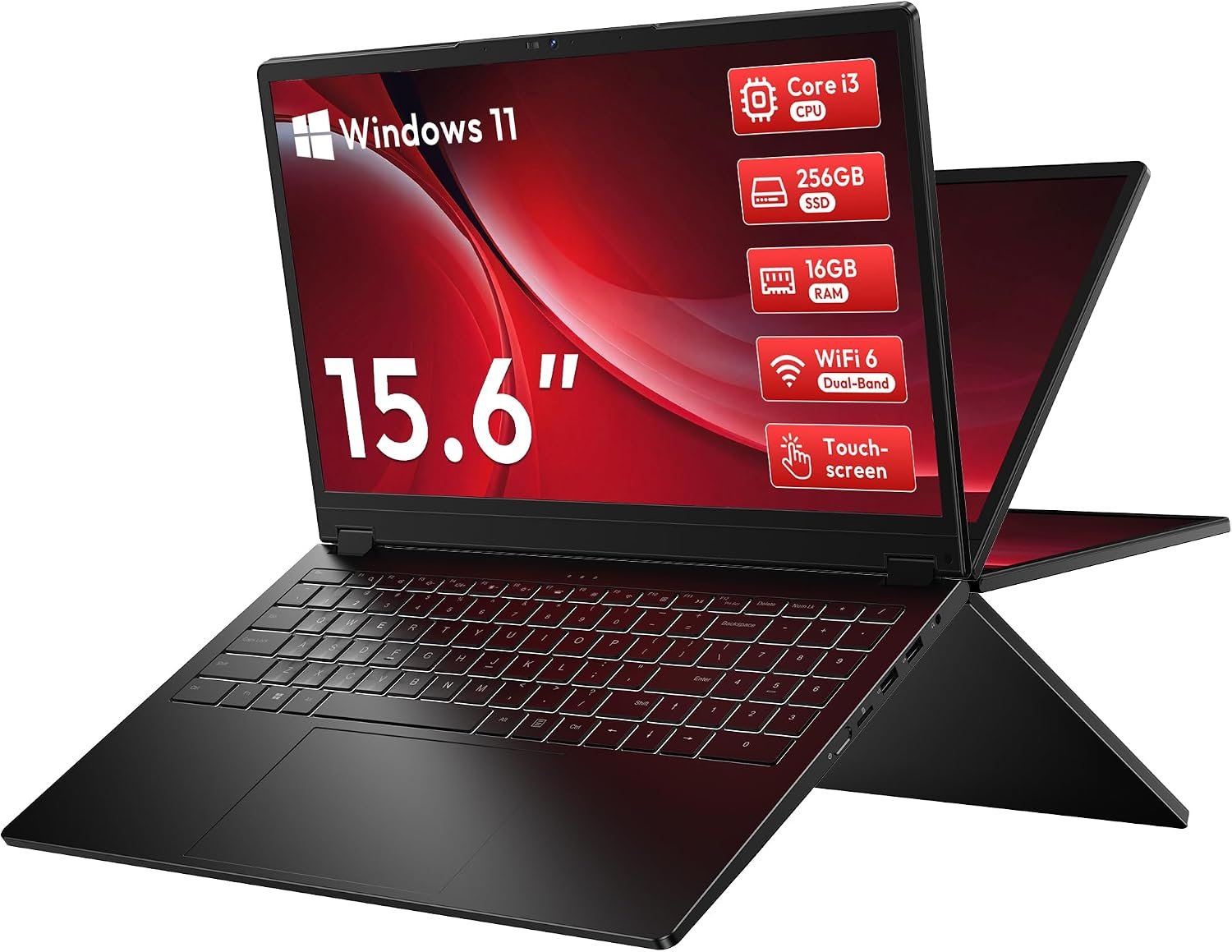 15.6″ 2-in-1 Touchscreen Laptop with Windows 11, i3-10100Y, 16GB, 256GB SSD
