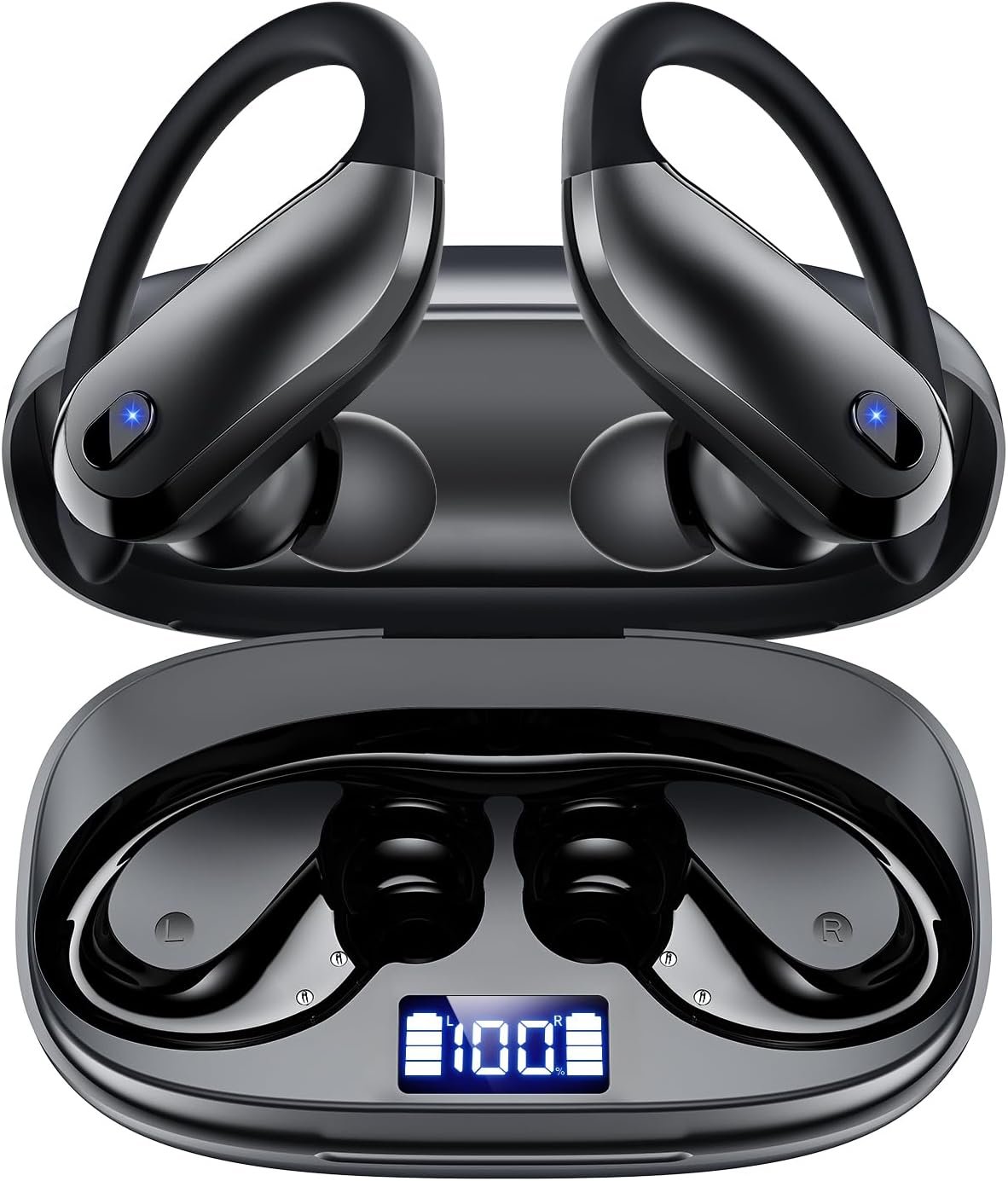 Sports Wireless Earbuds with EarHooks Bluetooth Headphones with ENC Mic