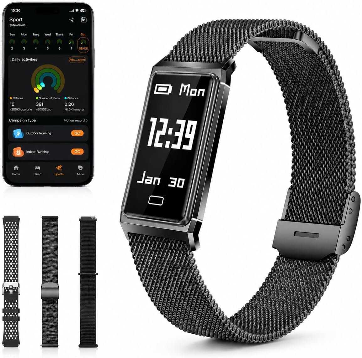 Fitness Tracker with Heart Rate & Sleep Tracking