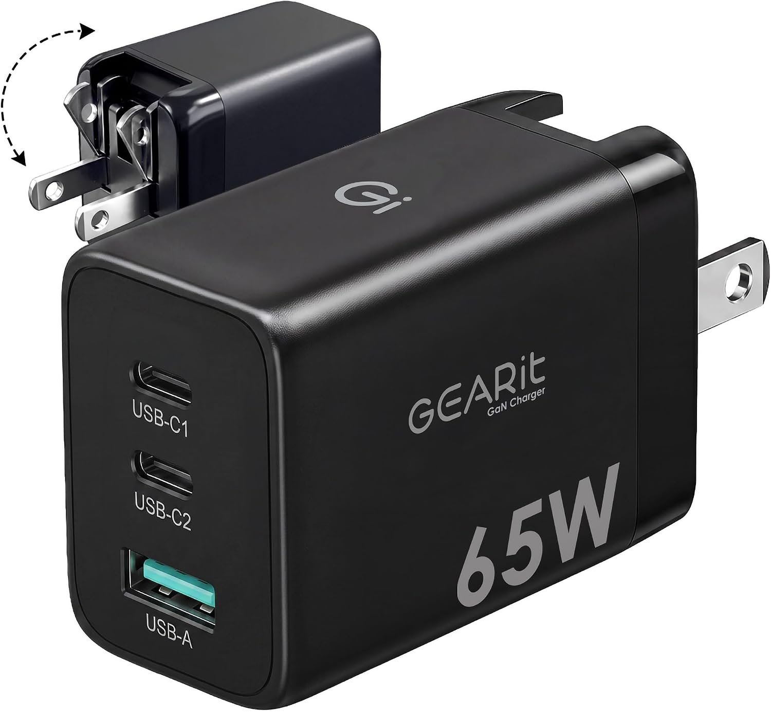 65W USB C Charger Block 3-Port USBc GaN Compact Ultra Fast Wall Charging