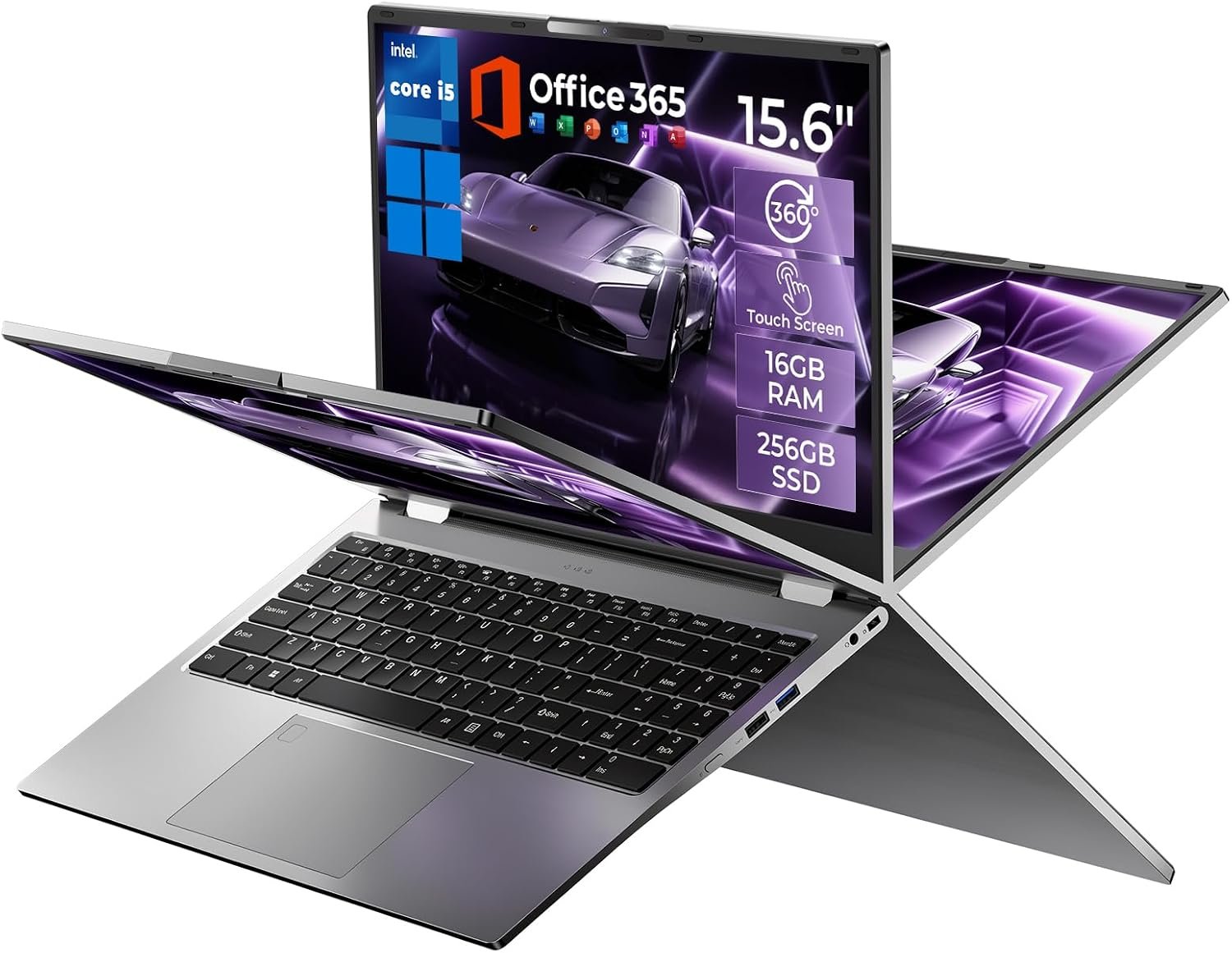 15.6″ 2‑in‑1 Touchscreen Laptop Computer, 16GB RAM 256GB SSD, Core i5-7Y54