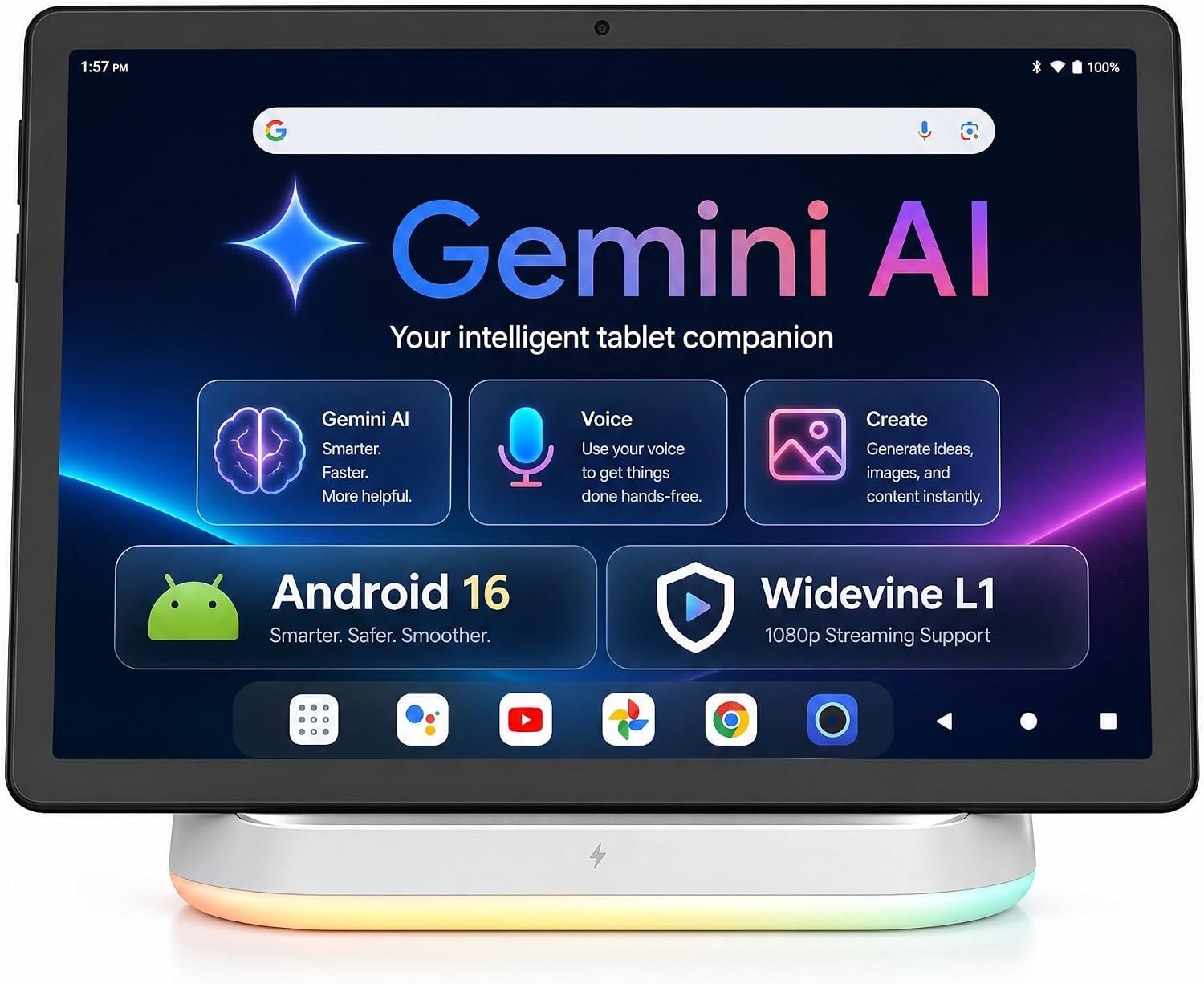 Jeazans 2026 Upgraded Android 16 Tablet with 64GB+1TB Expand, 10.1 inch Tablet with 8-Core, Dock Station, Gemini Ai, WiFi 6, Bluetooth 5.4, 3-Year Protection, Tablet for Students, Kids& Adults