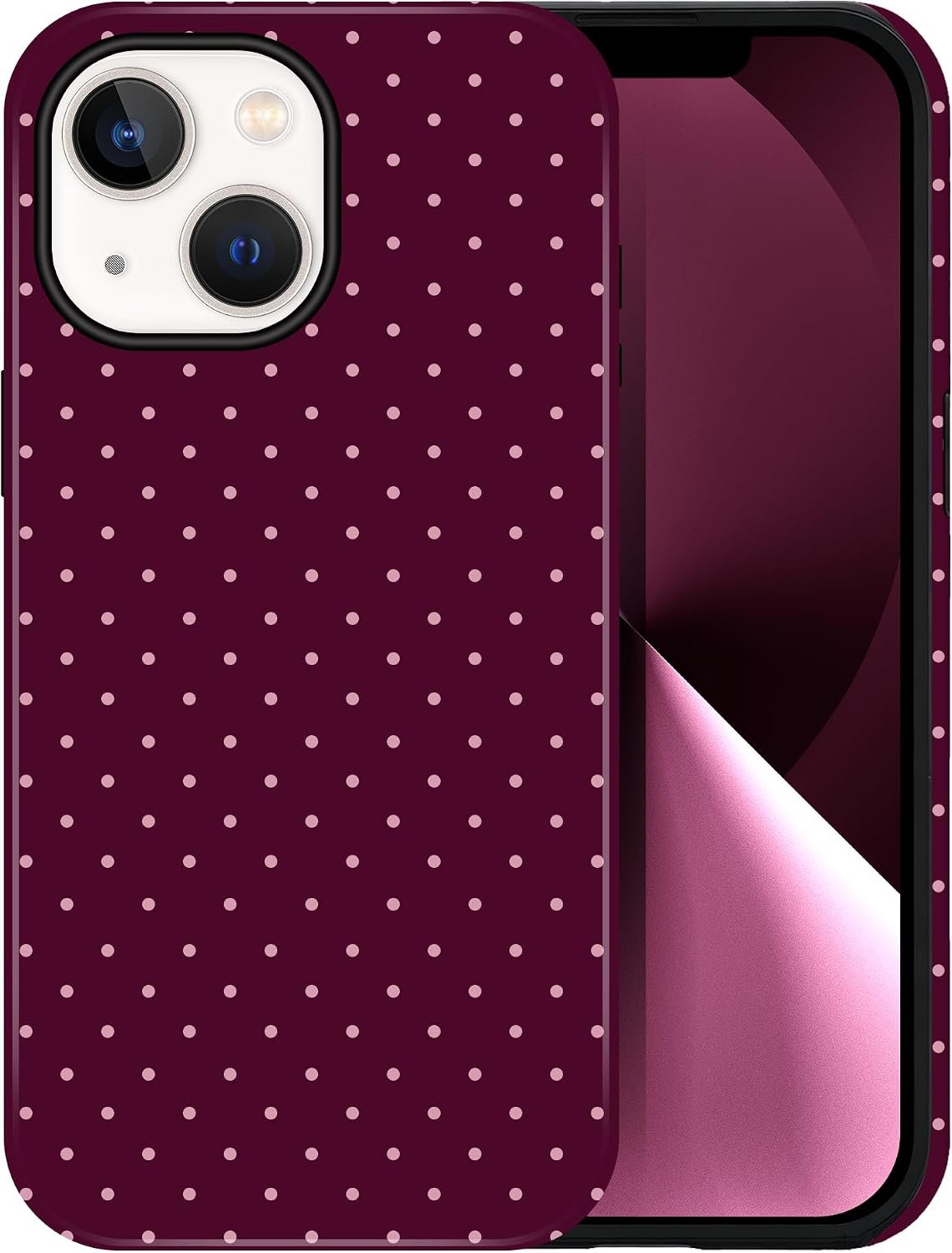 Polka Dot Pattern Phone Case for iPhone 13/14 6.1″, Wine