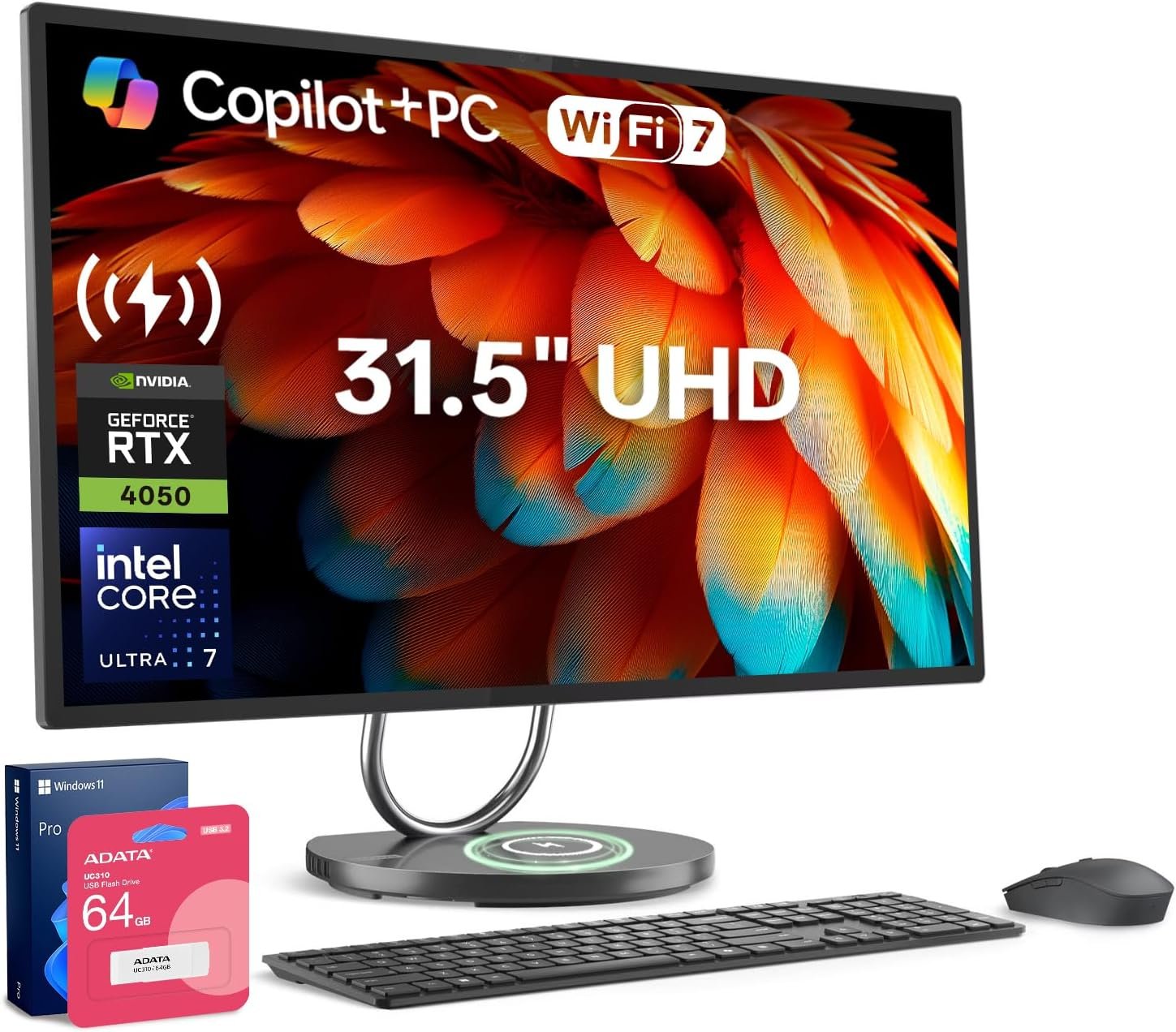 Lenovo Yoga AIO 32i All-in-One Desktop Computer, Ultra 7 258V, RTX 4050