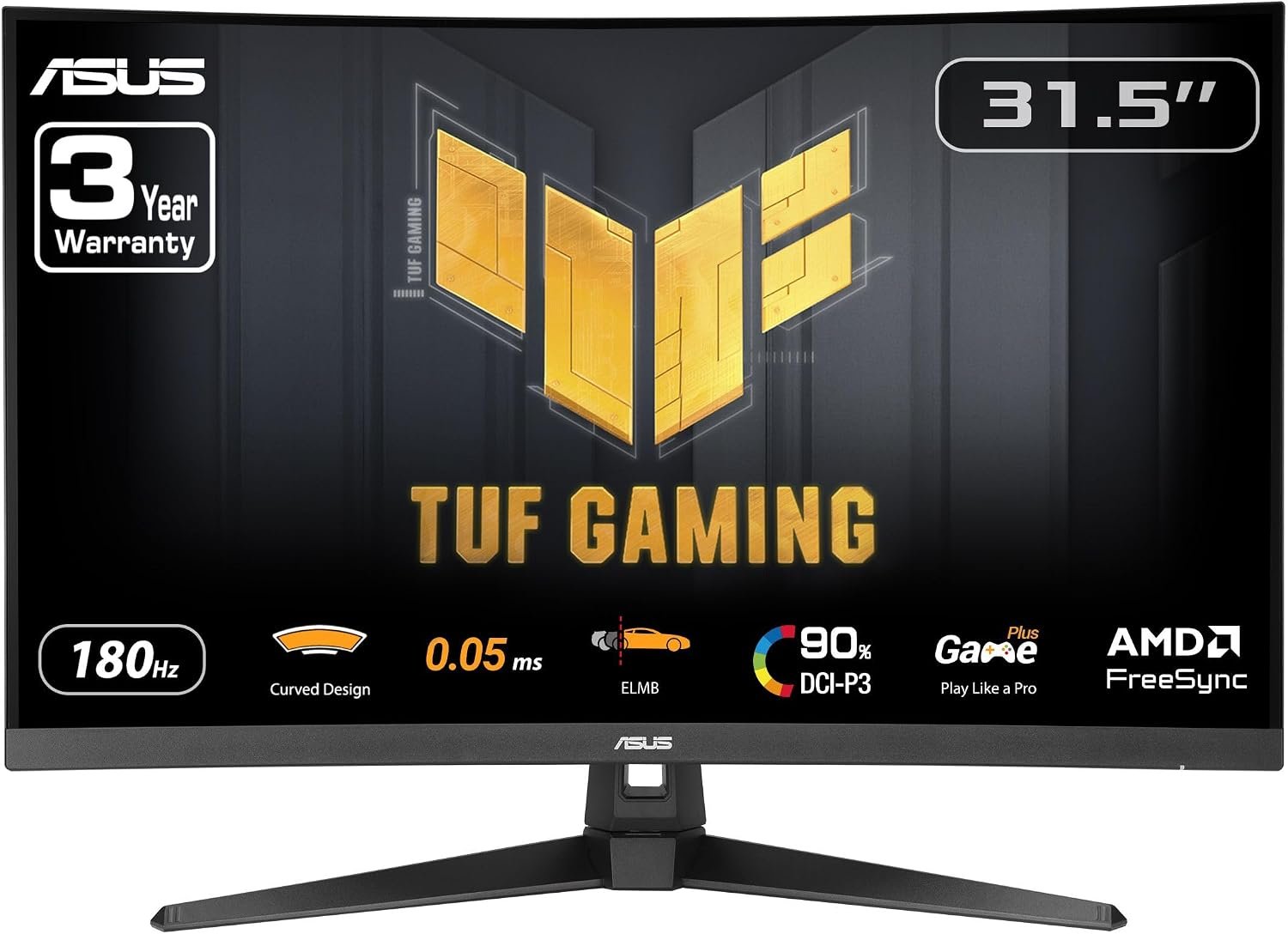 ASUS TUF Gaming VG32WQ3B 32 Inch 1440p 180Hz HDR Curved Gaming Monitor
