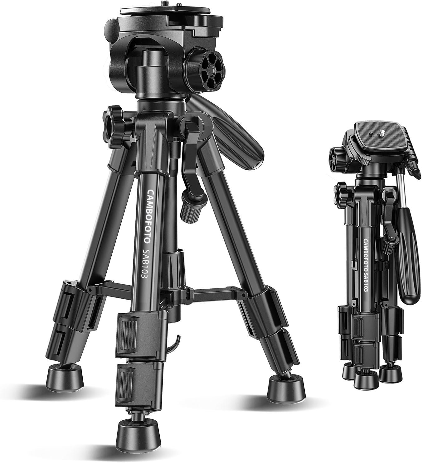 CAMBOFOTO 30″-Camera-Tripod, Porfessional Aluminum Heavy Duty Tripod Stand for Mirrorless Camera/DSLR/Cell Phone/Camcorder, with Holder and Travel Bag (Weight 1.5Lb, Max Load 15 Lb)