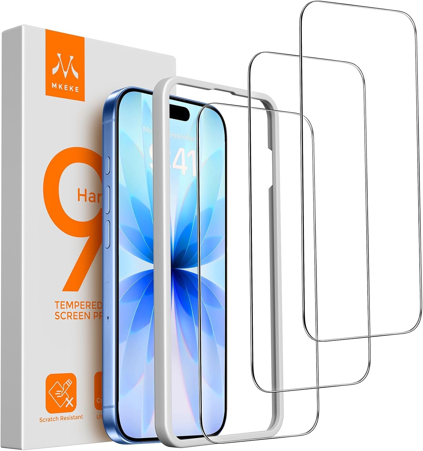 Mkeke 3 Pack Screen Protector for iPhone 17 6.3″ [9H+ Tempered Glass]